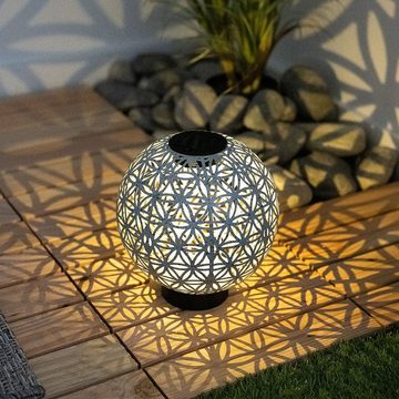 etc-shop Gartenleuchte, LED-Leuchtmittel fest verbaut, Warmweiß, Solarlampe Kugelsolarleuchten für Außen orientalische Kugel LED