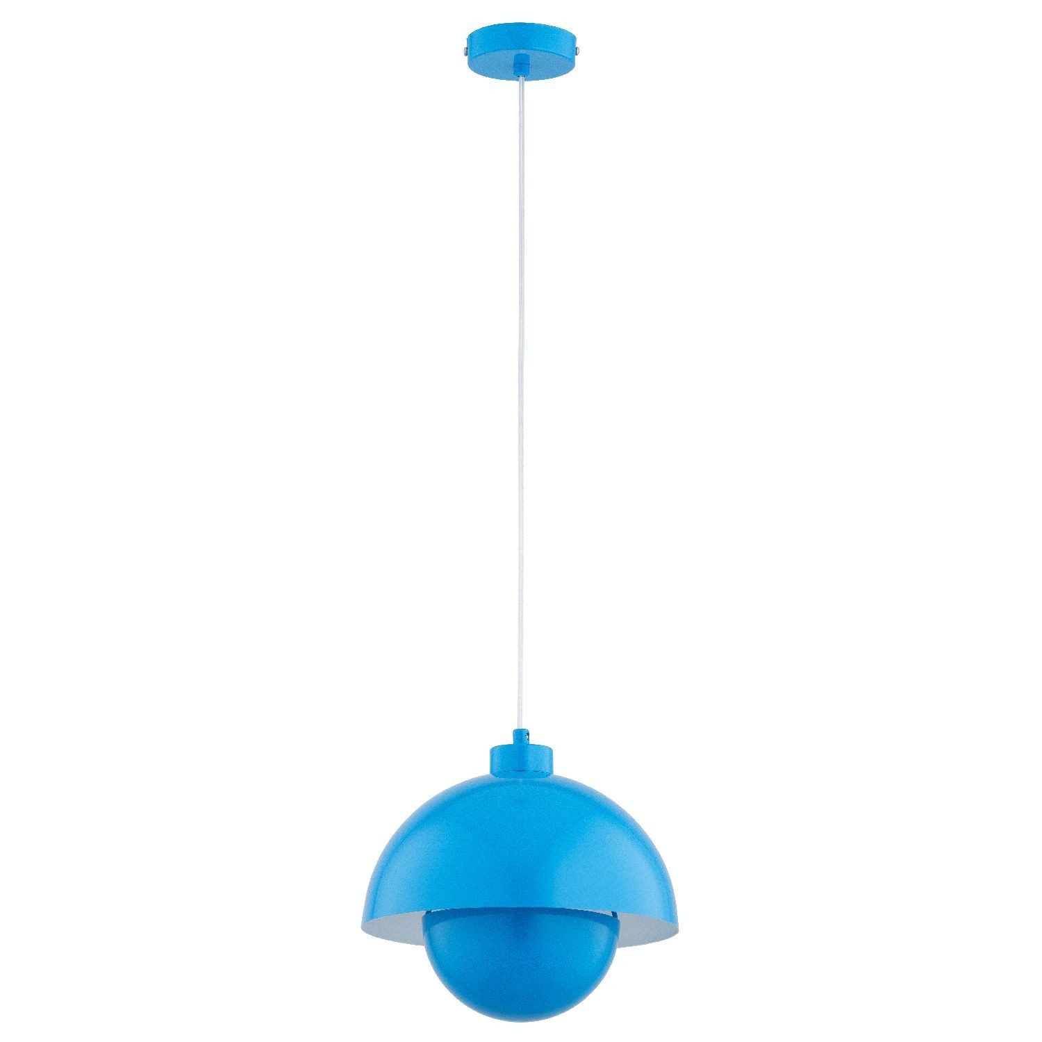 Licht-Erlebnisse Pendelleuchte FIALTA, ohne Leuchtmittel, Glas Metall Blau Ø 27 cm rund H: max. 85 cm E27 Retro