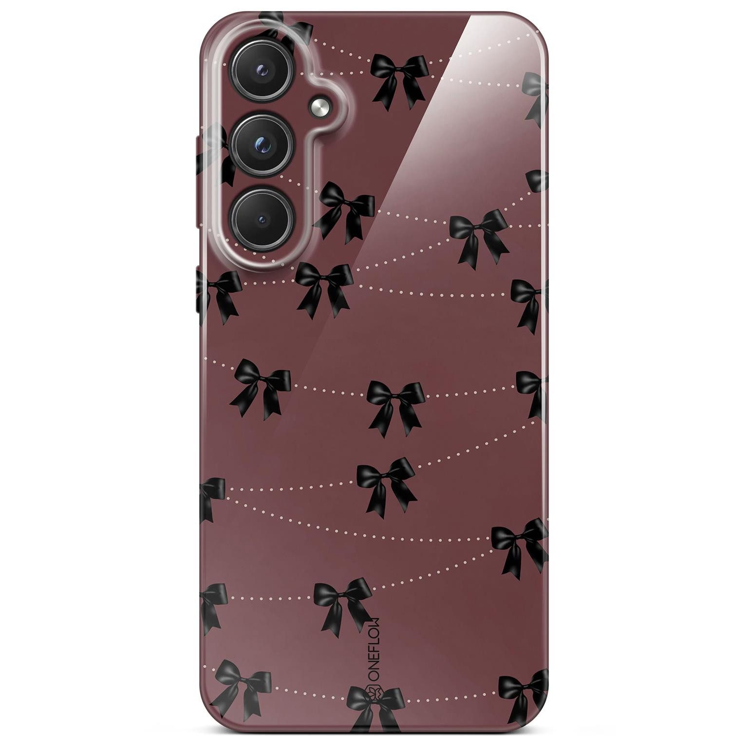 ONEFLOW Handyhülle für Samsung Galaxy A55 5G Splash Cover Weinrot Schleifen Rot 6,5 Zoll, Hülle mit Design Muster Designer Case Kameraschutz Handy Schutzhülle