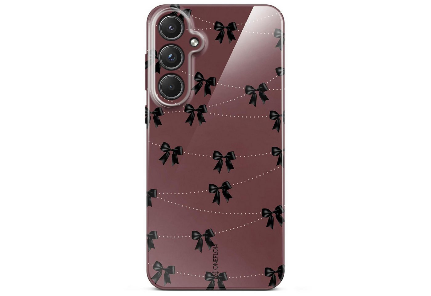 ONEFLOW Handyhülle für Samsung Galaxy A55 5G Splash Cover Weinrot Schleifen Rot 6,5 Zoll, Hülle mit Design Muster Designer Case Kameraschutz Handy Schutzhülle