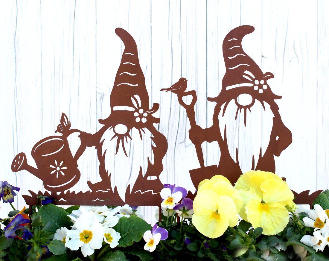 LB H&F Lilienburg Gartenstecker 2er SET Zwerg Wichtel Gartendeko Gartendeko günstig online kaufen