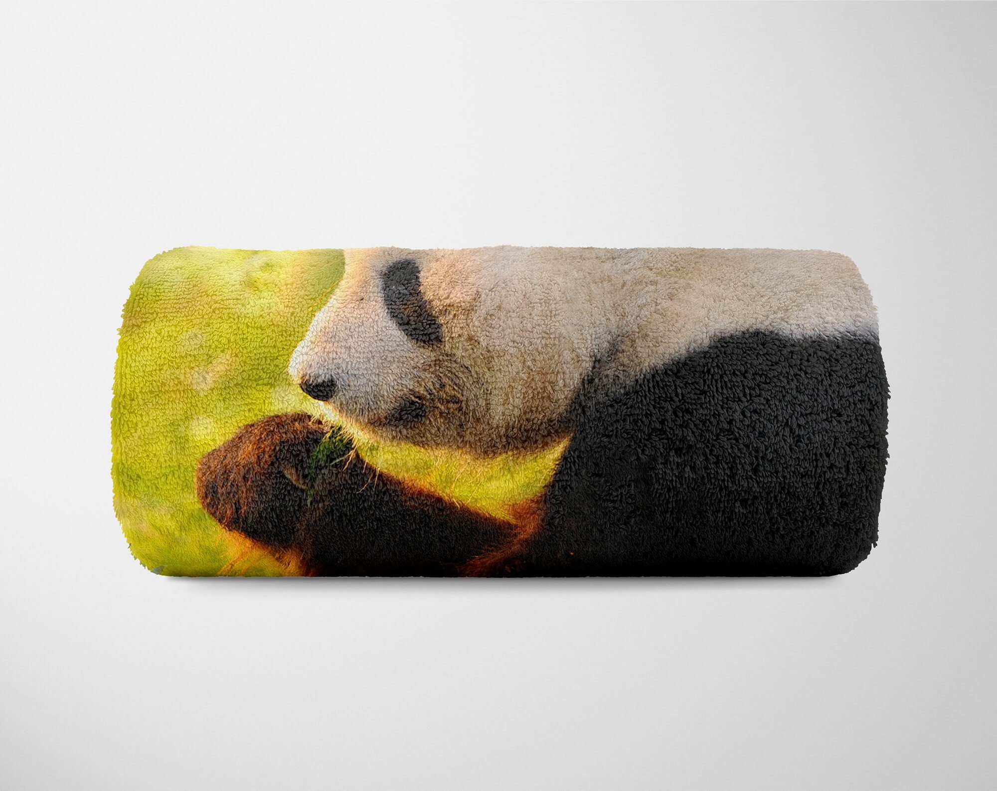 Sinus Art Handtücher Handtuch Kuscheldecke Tiermotiv Handtuch mit Panda Saunatuch Baumwolle-Polyester-Mix Bambus, Strandhandtuch (1-St)