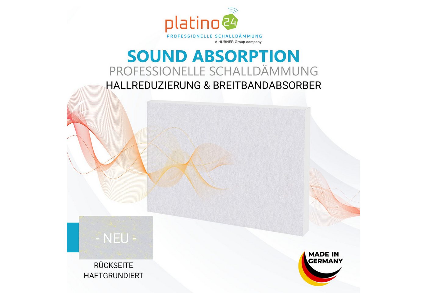 Thumbnail - platino24 Wandpaneel Rechteck aus Basotect ® G+ mit Akustikfilz 825x550x50mm Mulitcolor