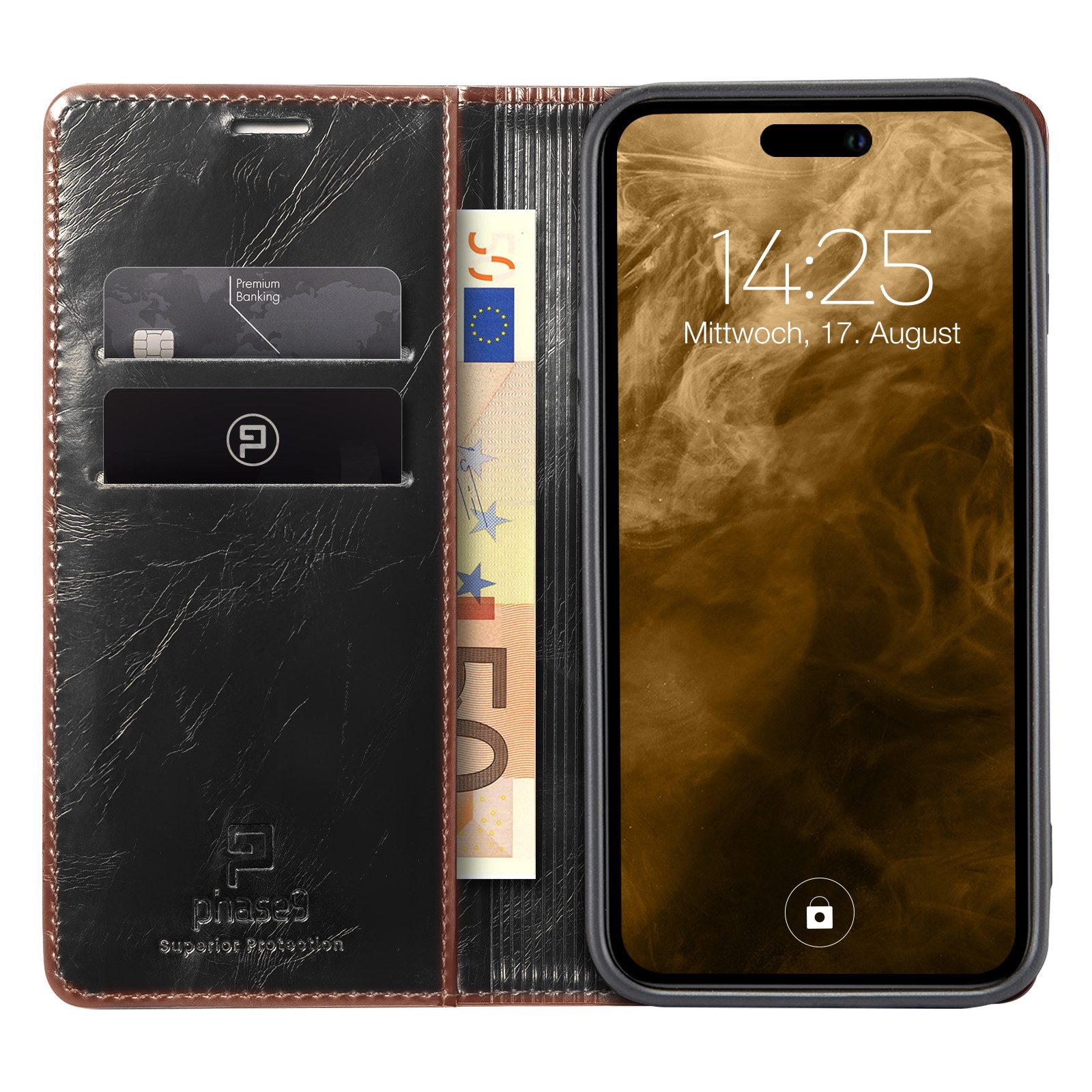 Tec-Expert Handyhülle Tasche Hülle für Apple iPhone 15 Pro Max 6.7 Zoll, 6.7, Cover Klapphülle Case mit Kartenfach RFID Schutz aufstellbar – Bild 2 von 5
