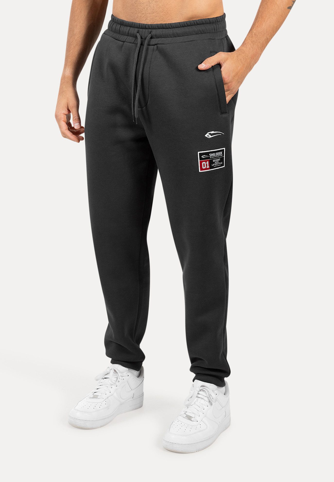 Smilodox Jogginghose Rayk, Bequeme Hose mit Logo Print, elastischem Bund, Bündchen Stretch-Material sportliche und lässige Alltagslooks Sport Freizeit