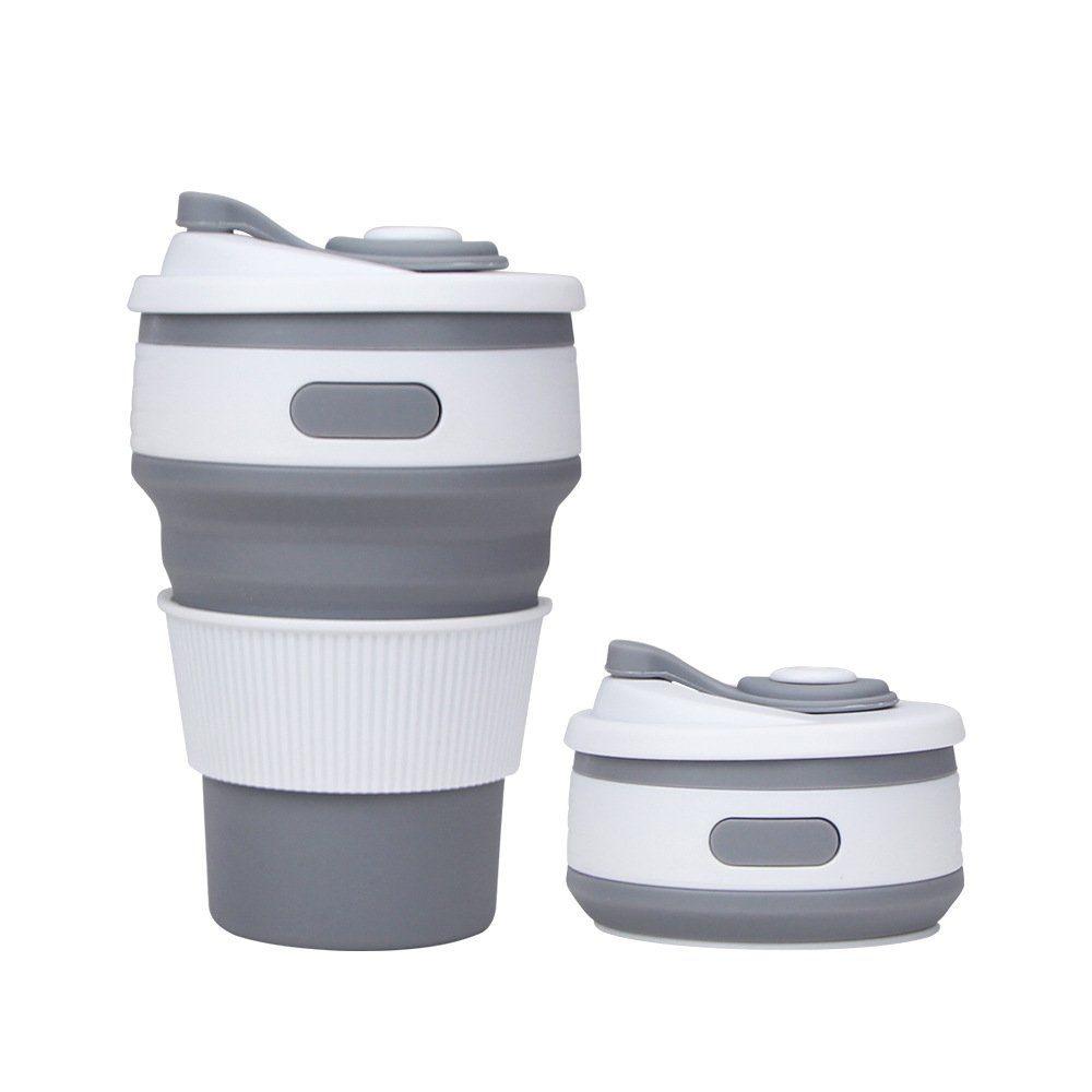 Runxizhou Becher Faltbare Silikon-Becher, 2 Stück, BPA-frei, faltbare Reisebecher