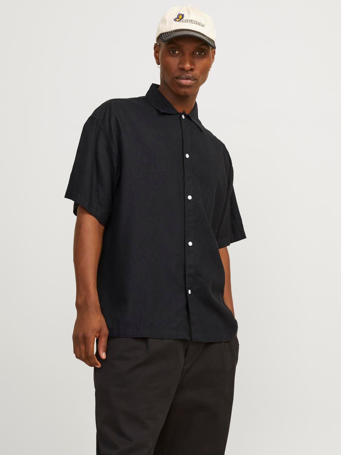 Jack & Jones Kurzarmhemd JORFARO LINEN OVERSIZED SHIRT SS SN