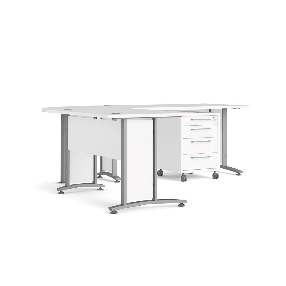 ebuy24 Prisme weiss Eckschreibtisch Schreibtisch 304 mit Rollcontainer