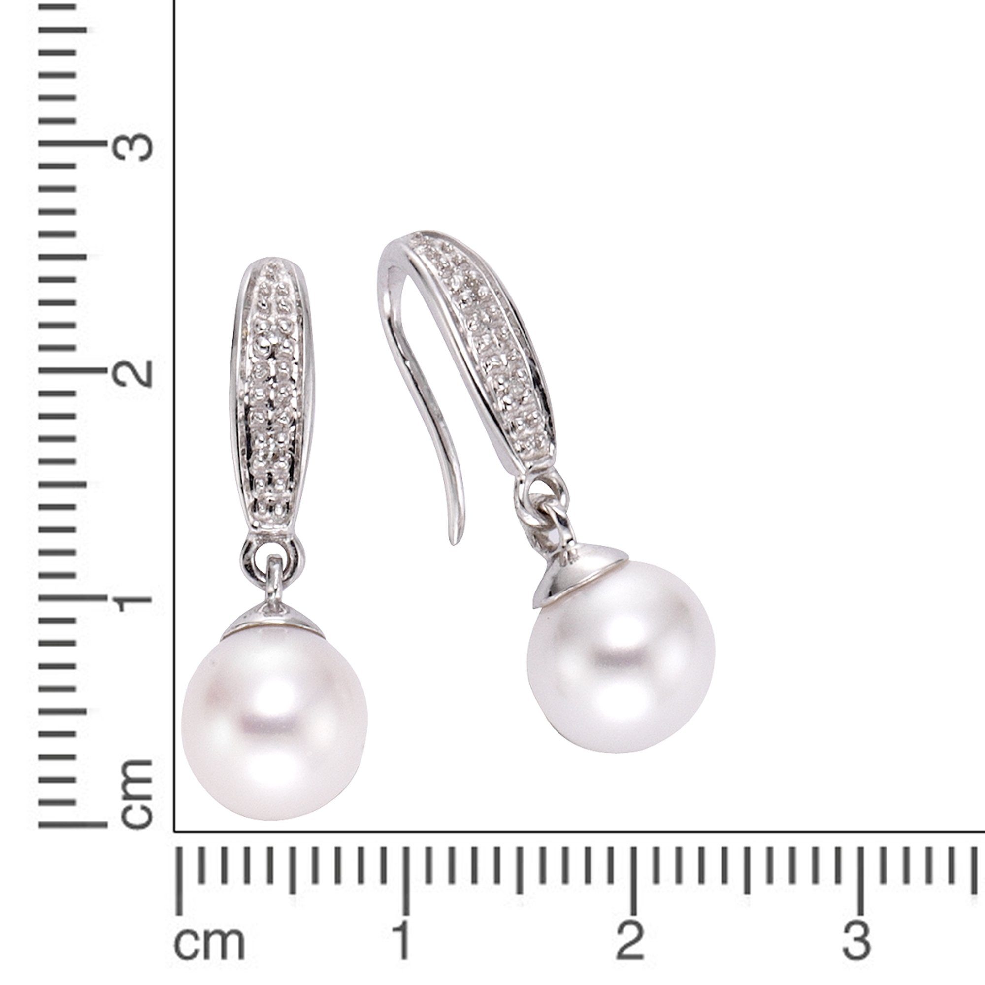 Diamonds by Ellen K. Paar Ohrhänger Gold 333 mit weißen Perlen und Diamante günstig online kaufen