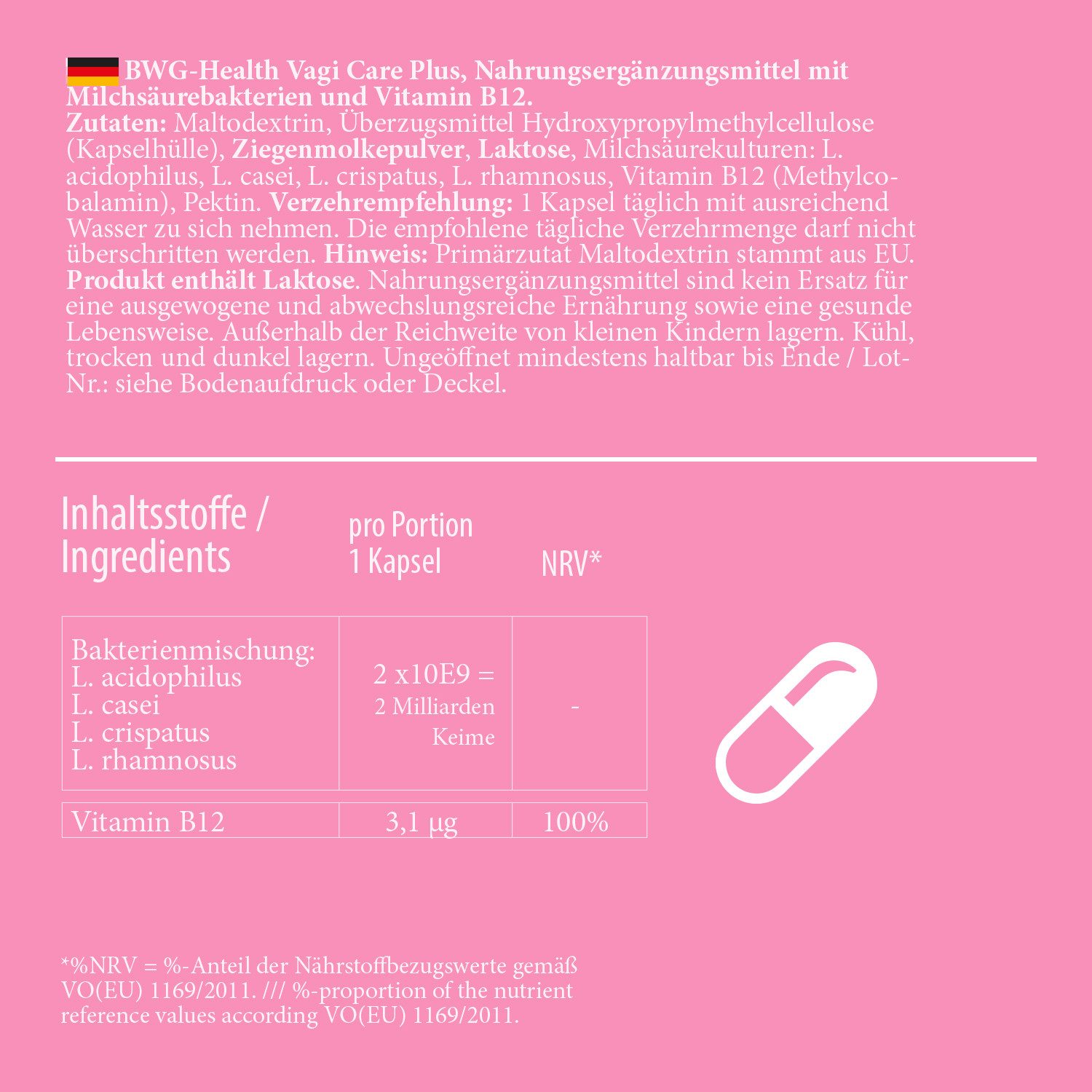 BWG Health BWG Health Vagi Care Plus, 60 Kapseln Kapseln, 60 er 29 g