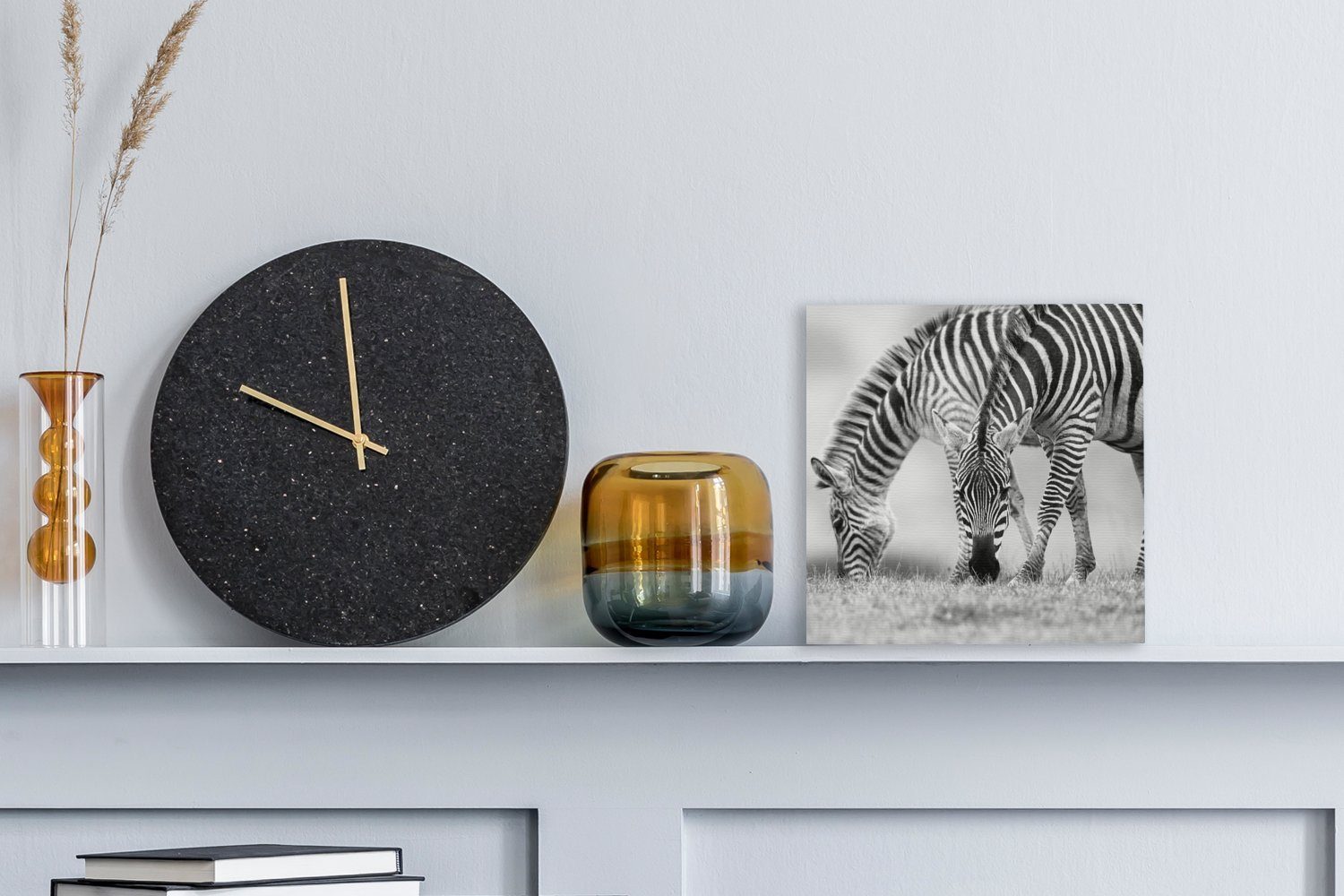 (1 für OneMillionCanvasses® Bilder St), Zebras, Leinwand Schlafzimmer Leinwandbild Weidende Wohnzimmer