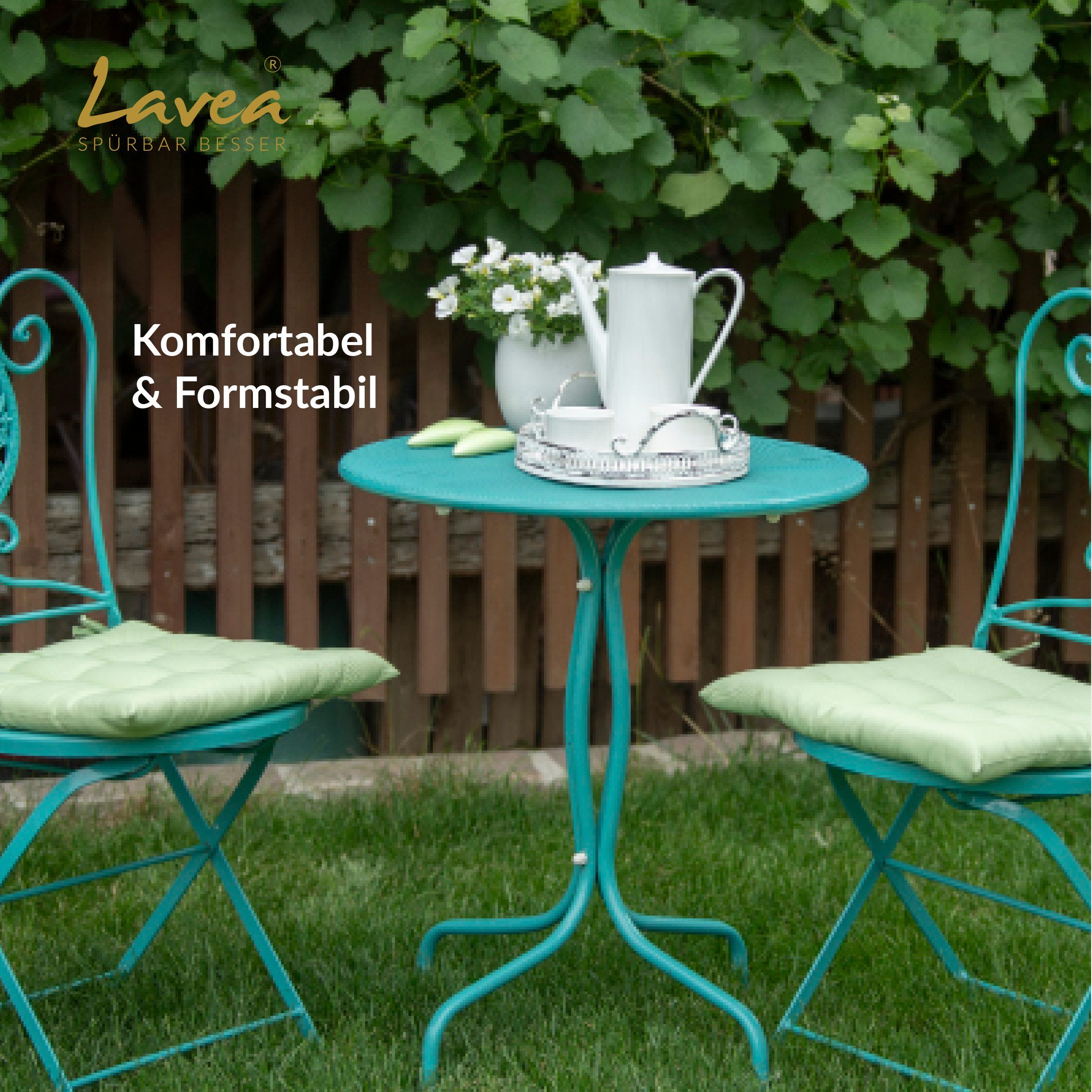 Lavea Stuhlkissen MONACO, Sitzkissen 4er Set – 40x40 cm, mit Stoffbändern, günstig online kaufen