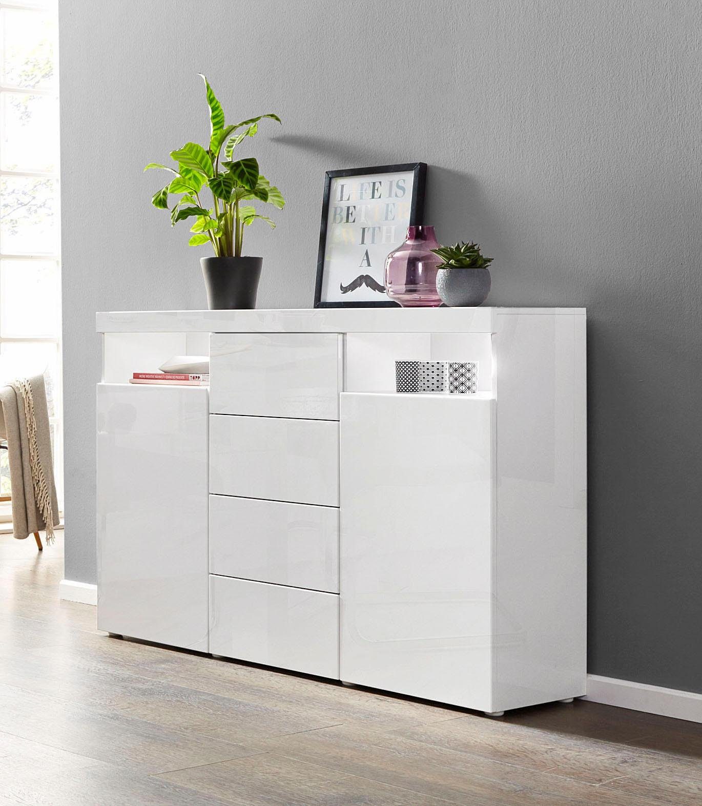 borchardt Möbel Highboard Kapstadt mit Push-to-open-Funktion, Hochglanzdeko günstig online kaufen
