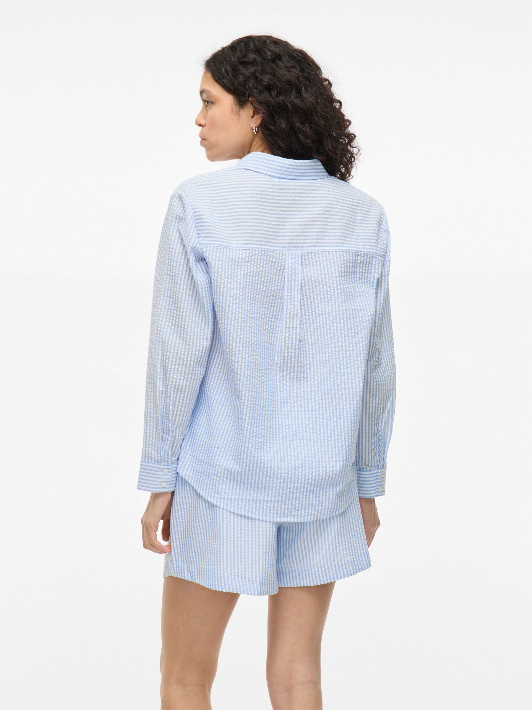 Vila Blusenshirt Gestreiftes Modell mit Kragen und langen Ärmeln für VICORALINA STRIPE L/S SHIRT/LN