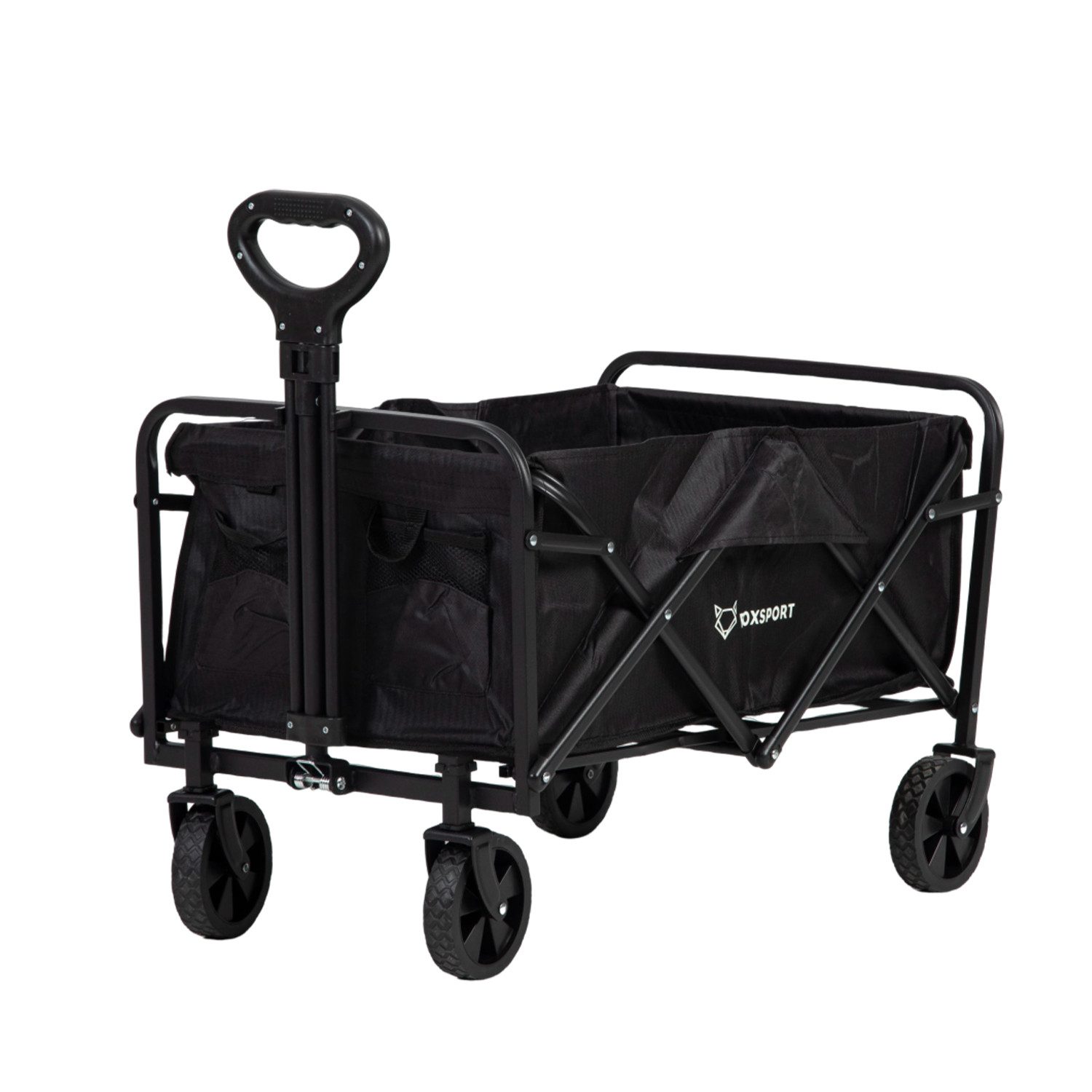 FOXSPORT Bollerwagen faltbar, Handwagen, Transportwagen, Strandbuggy (Packung), breites Geländepanzerrad, max. 100 kg, Vorder- & Hinterbremse