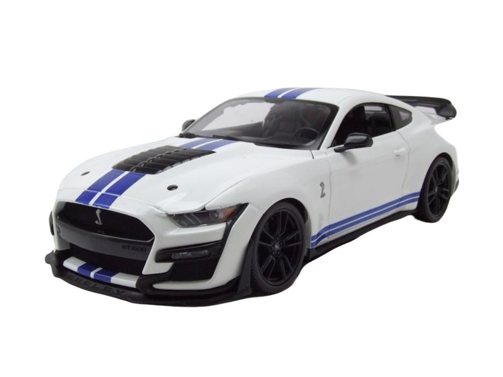 Maisto® Modellauto Ford Shelby Mustang GT500 2020 weiß blau, Maßstab 1:18