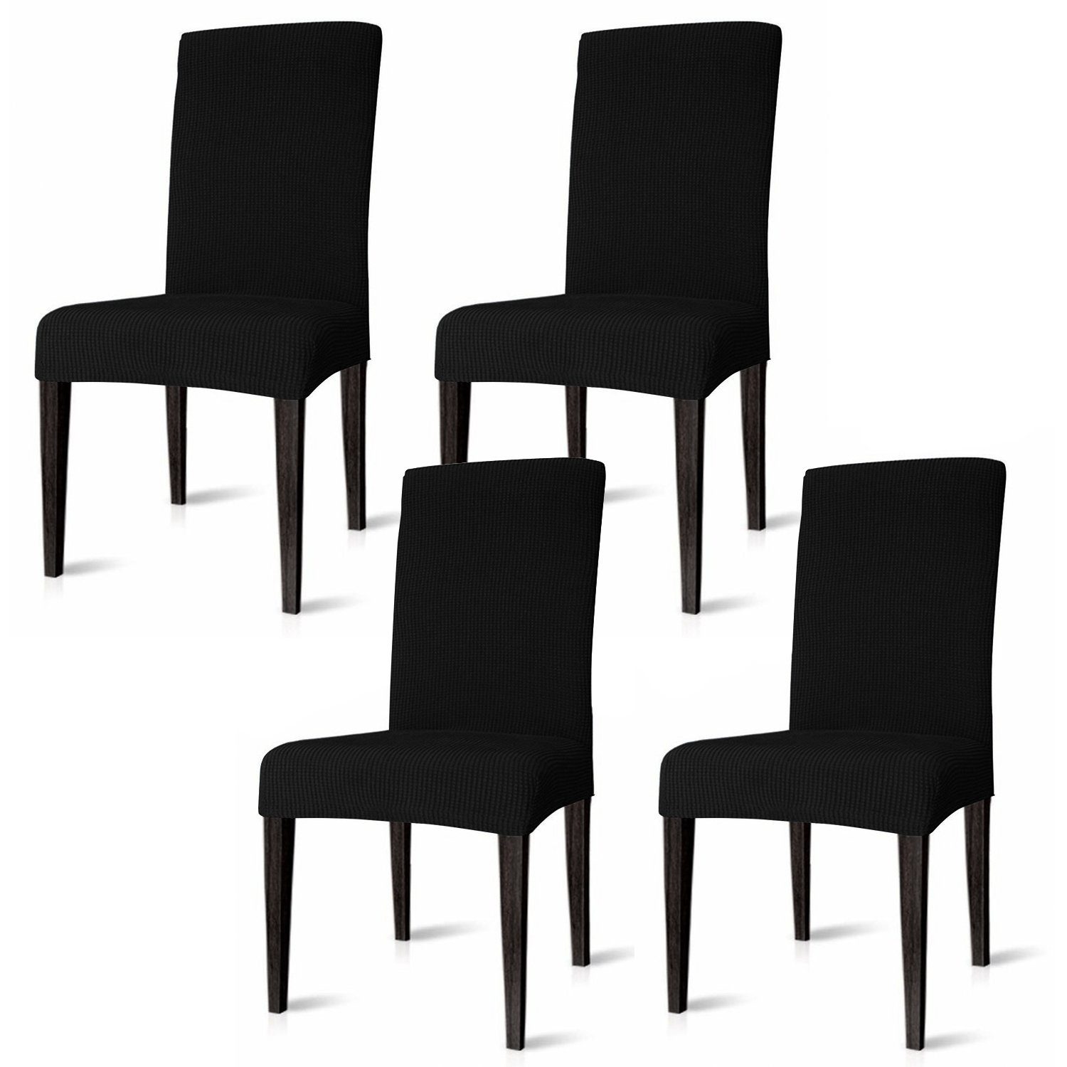 Schwarz Stuhlhusse Lospitch Stuhlbezug pflegeleicht 4X Schutzhülle, Langlebig Stuhlhusse
