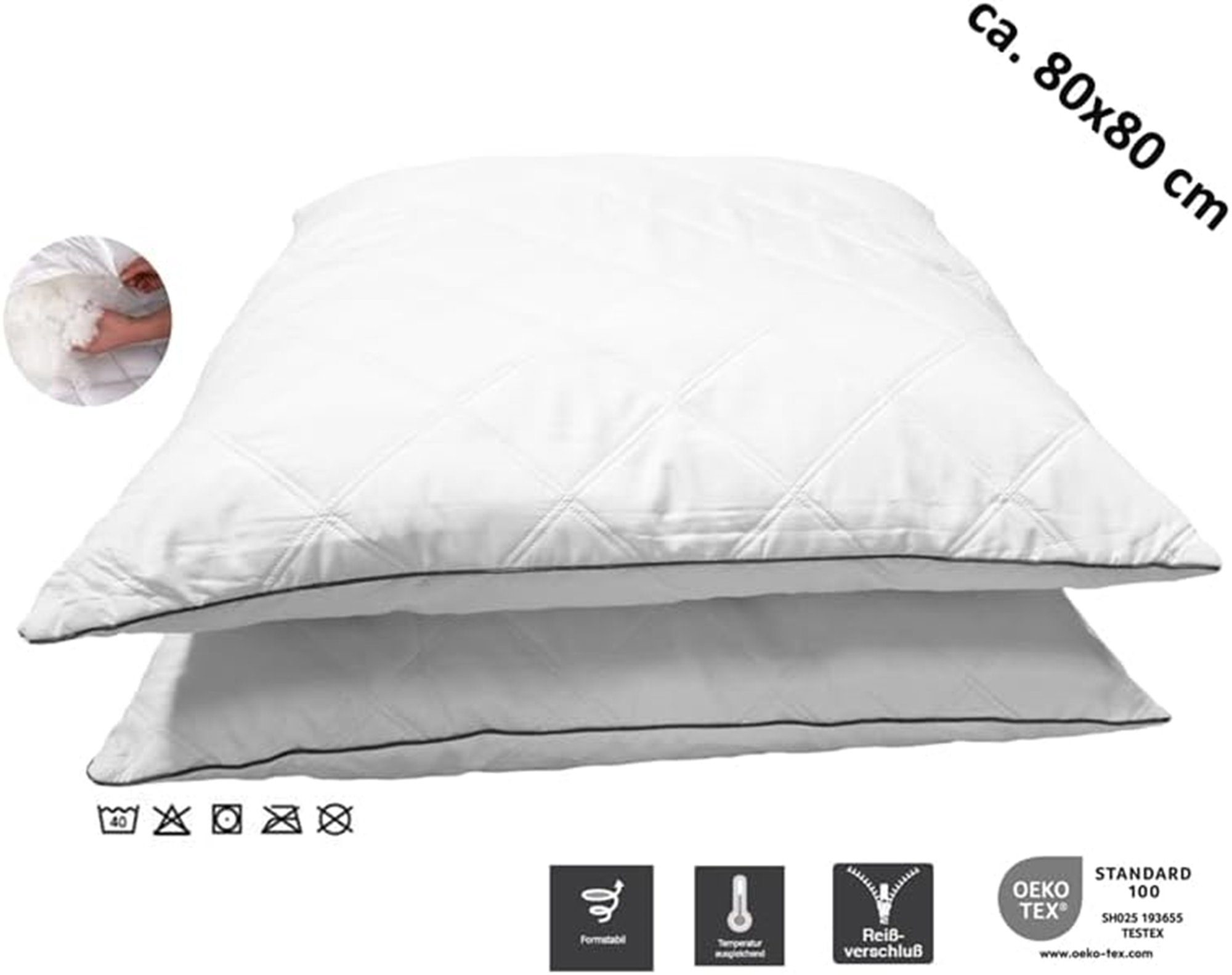 Brilliant Kopfkissen 2-er Set / antiallergisch/ gesteppt / Premium, Füllung günstig online kaufen