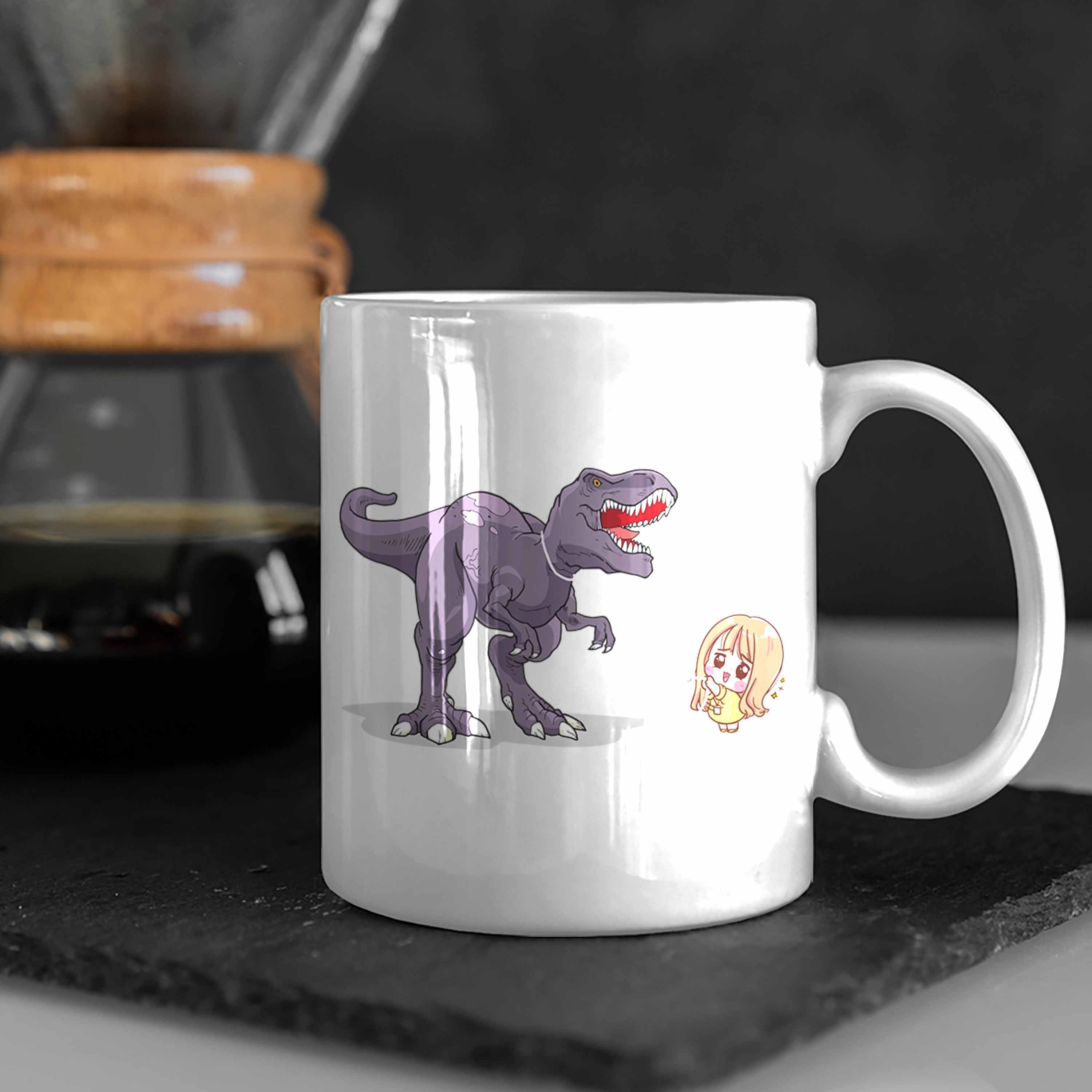 Trendation Tasse Trendation - Coole Geschenkidee Weiss Tasse Dinosaurier für Mädchen Dinofans Lustig Geschenke