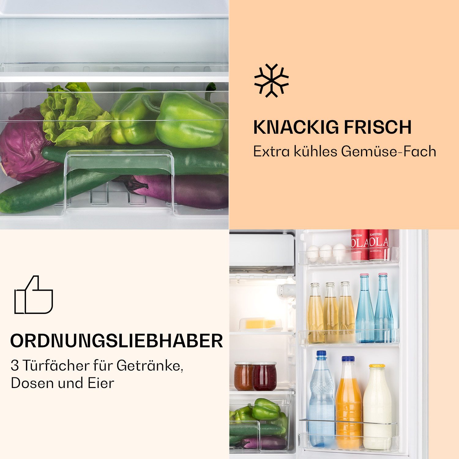 Klarstein Getränkekühlschrank 10045832, 83.1 cm hoch, 45 cm breit, Kühl-Gefrierschrank Mini Fridge Haus Getränkekühlschrank