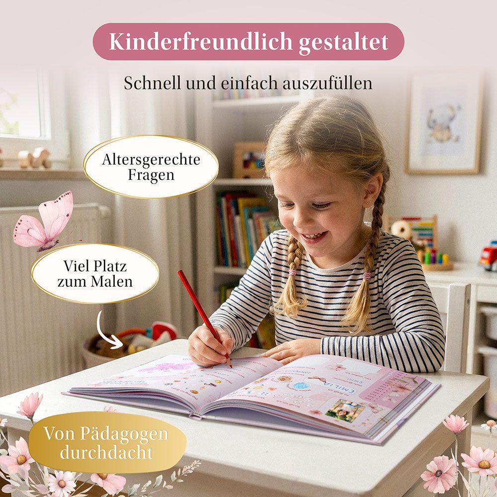 Eulentaler Freundebuch Kindergarten Einhorn I Von Erzieherinnen gestaltet I, Handgemalte Einhörner & Prinzessinnen I Kinderfreundliche Gestaltung