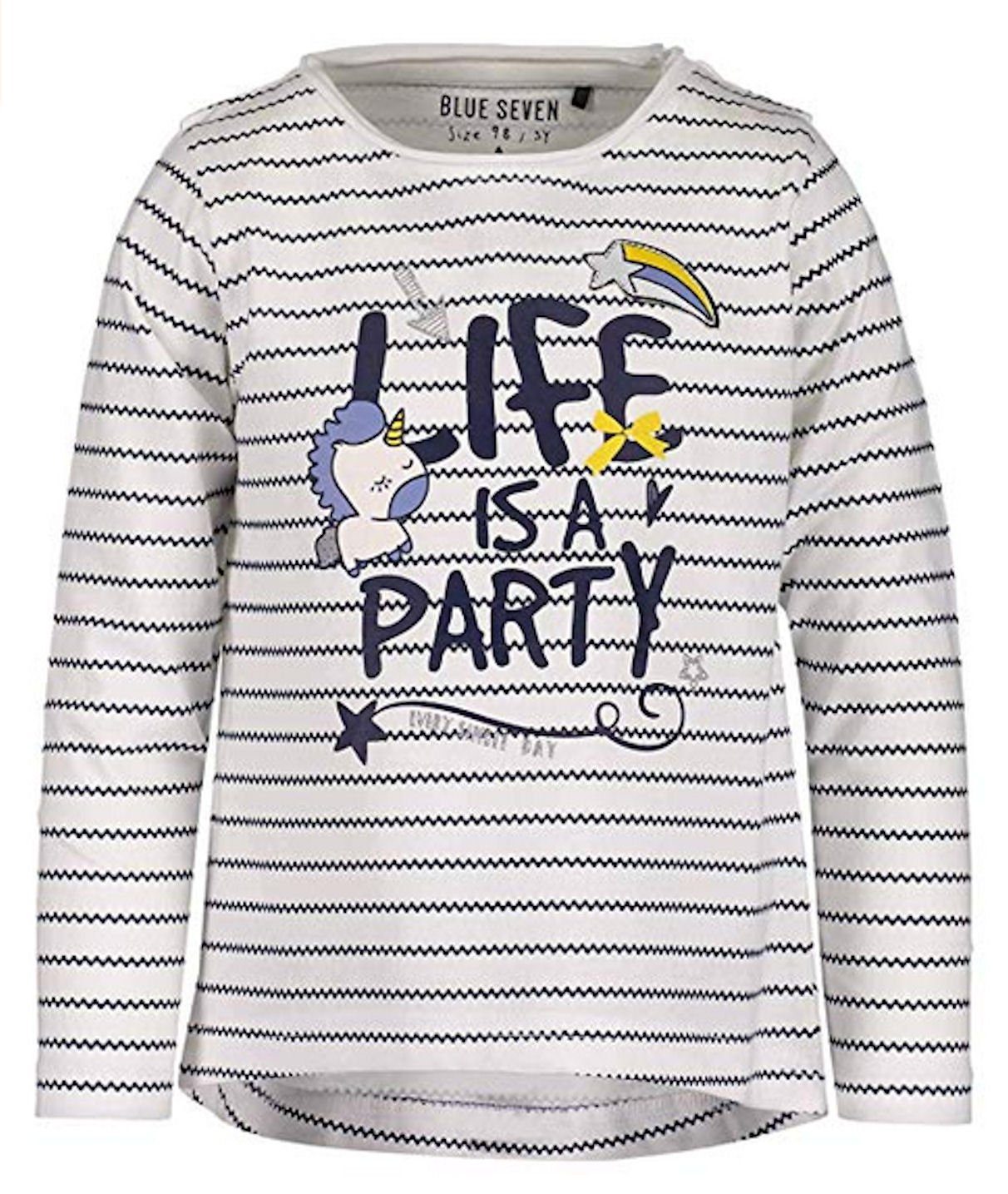 Blue Seven Langarmshirt Blue Seven Mädchen Langarmshirt Einhorn  Zackelstreifen off-white (1-tlg)