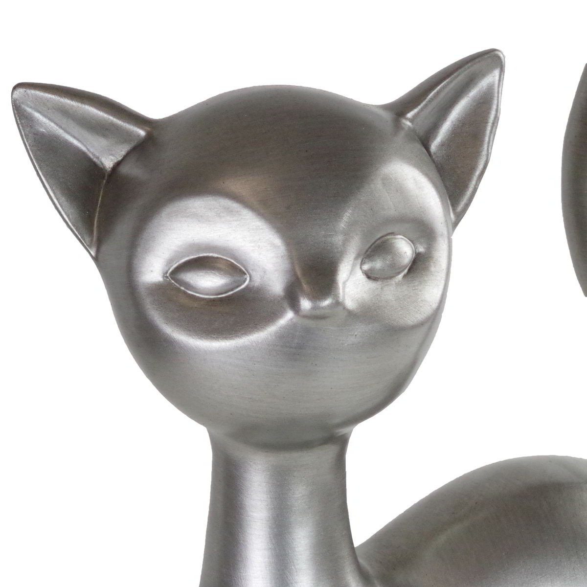 Casablanca Dekofigur Kunstobjekt Dekostatue Royal Cat 56cm Platin mit Marmorsockel, Designobjekt