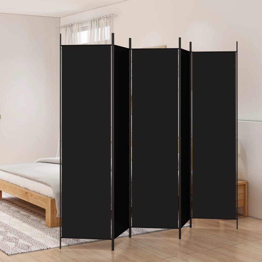 furnicato Raumteiler 5-tlg. Paravent Schwarz 250x200 günstig online kaufen