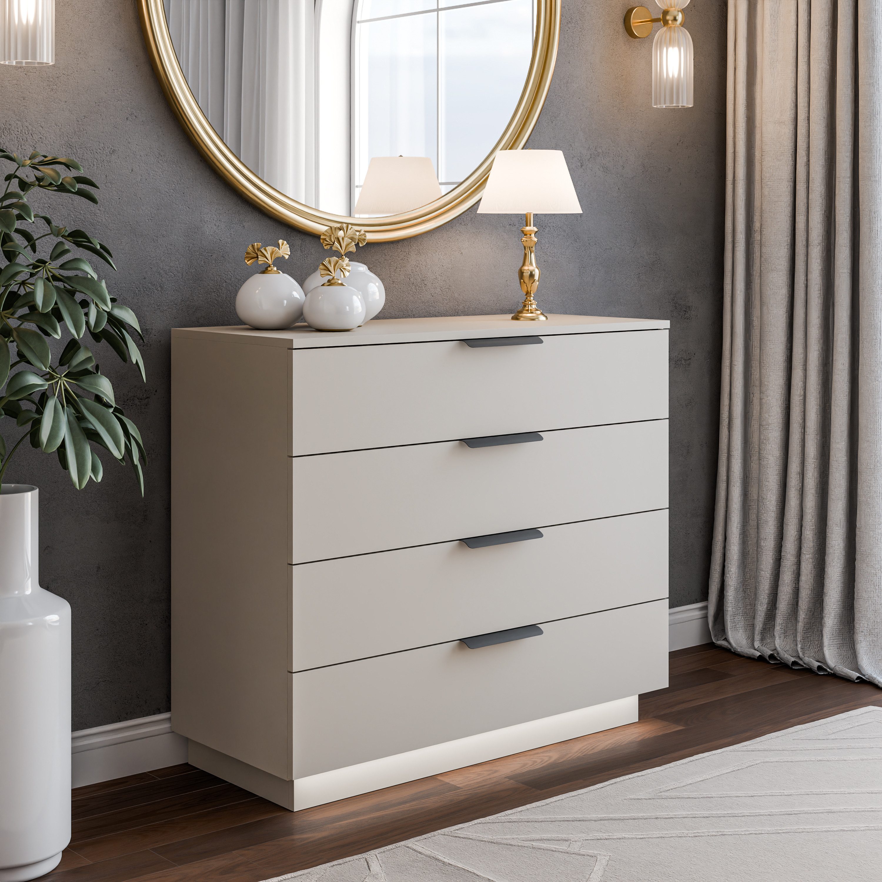 Lookway Kommode LINA KASCHMIR 95 cm mit LED-Beleuchtung auf Sockel