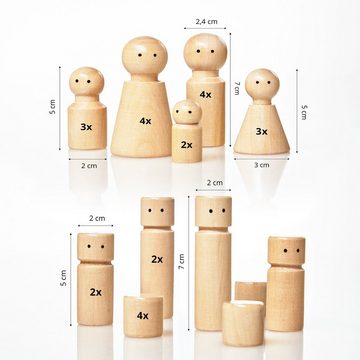 Lumaland Konstruktionsspielsteine Familienbrett Set Holz, (32 St), therapeutisches Hilfsmittel Coaching Familientherapie