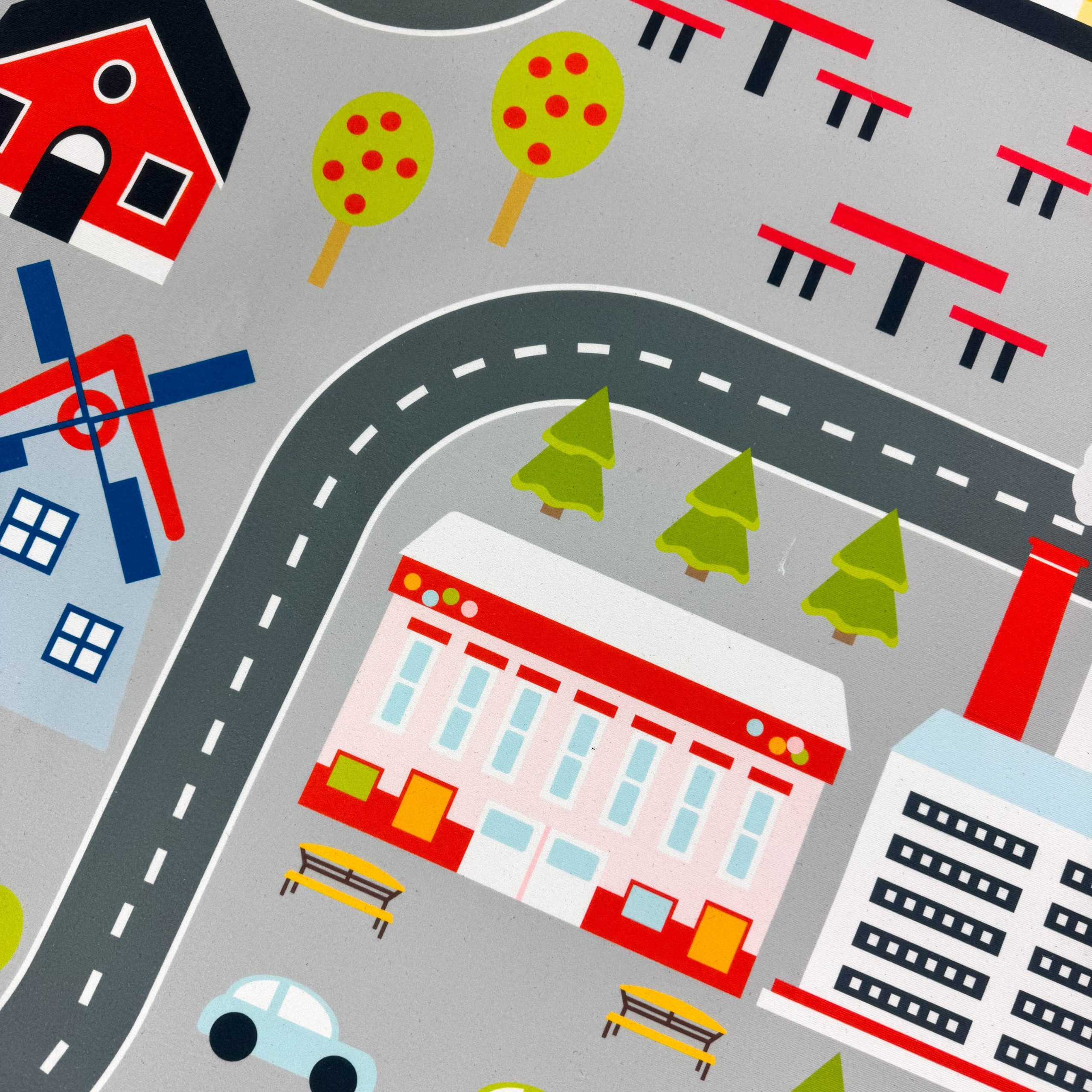 TeppichHome24 Kinderteppich Kinderzimmerteppich rutschsicher mit Städtemuster in Grau, rechteckig, Höhe: 5 mm
