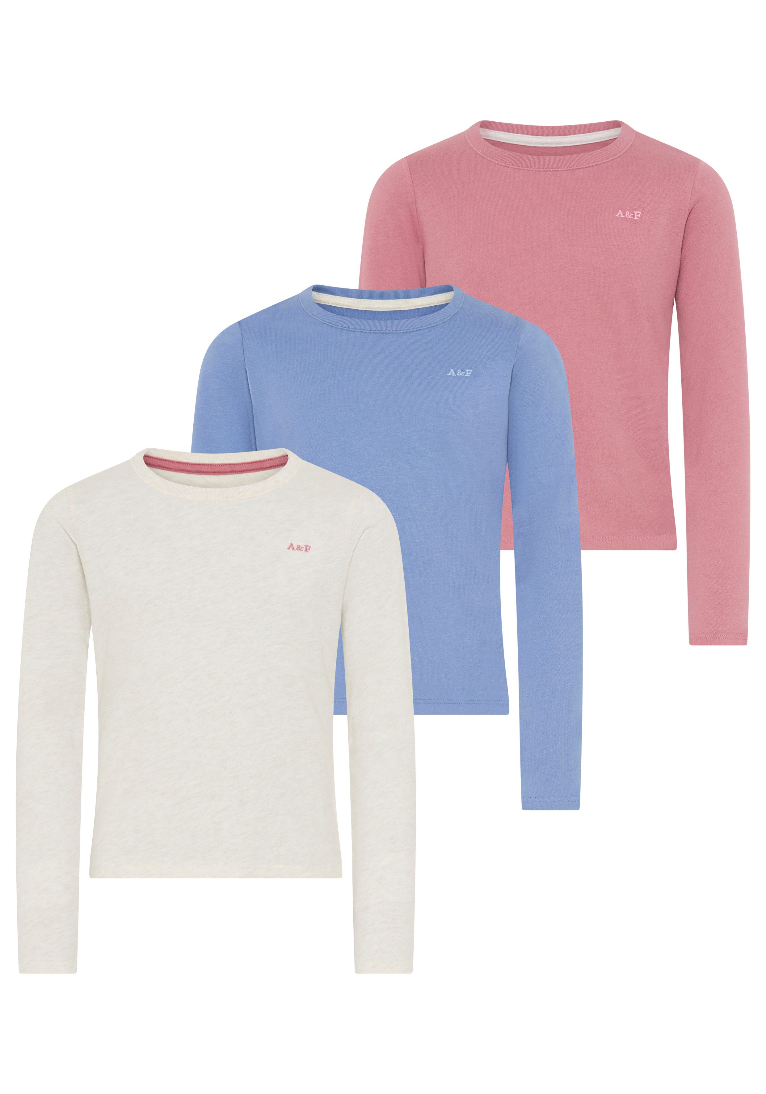 Abercrombie Kids Langarmshirt 3-PACK LS TEE (Packung, 3-tlg) aus Baumwollmix, Rundhals