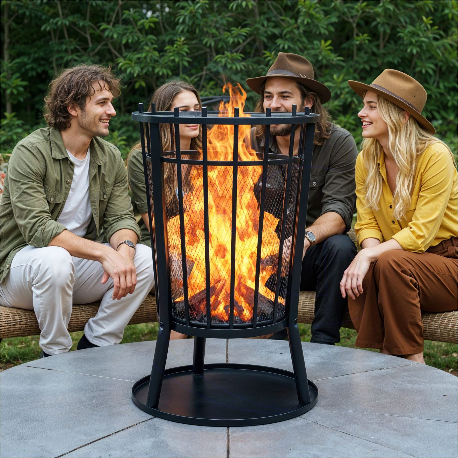 Gravidus Fire Pit with Spark Screen and Base Plate Ø40 cm for Garden Terrace