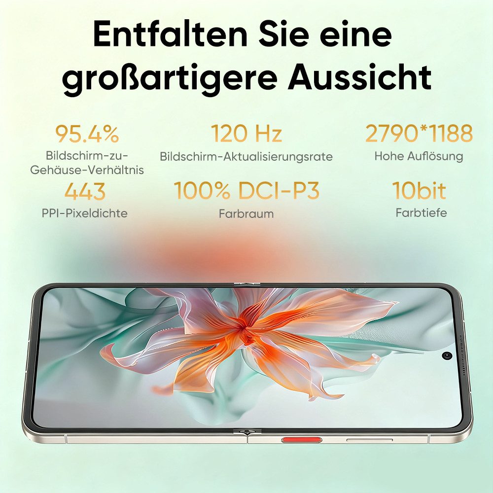 Nubia ZTE nubia flip 5G Handy,12GB + 512GB, faltbares Doppelbildschirm Smartphone (17,5 cm/6.9 Zoll, 256 GB Speicherplatz, 50 MP Kamera)