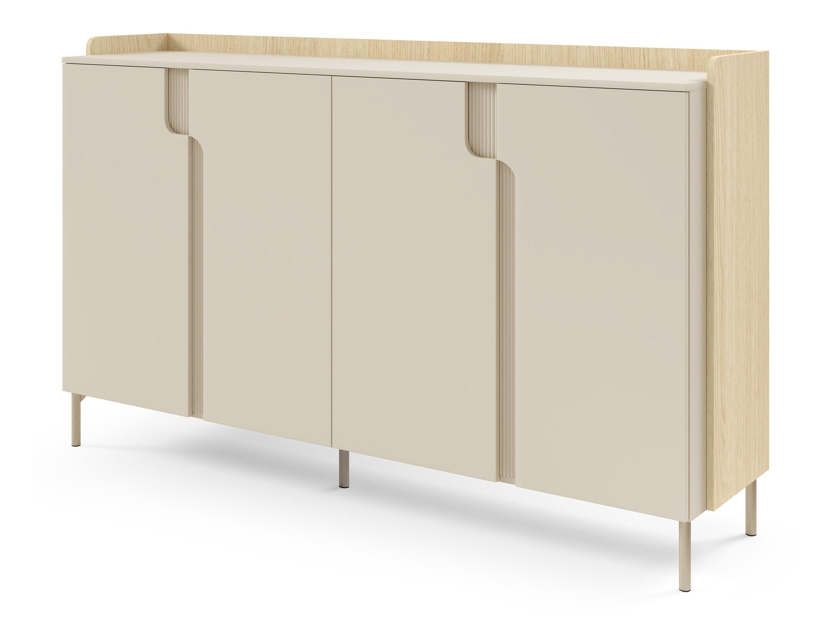 Beautysofa Kommode POSITIVO 4-türig – Skandinavisches Design (Tip-On-System, geriffelte Details, grifflose Fronten), Breite: 183,2 cm