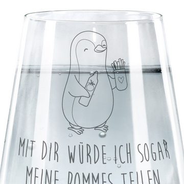 Mr. & Mrs. Panda Glas Pinguin Pommes - Transparent - Geschenk, Geschenk für Partner, Heirat, Premium Glas, Exklusive Gravur