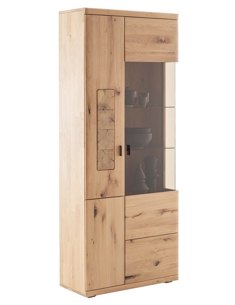 MCA furniture Vitrine Kombi-Vitrine Palma, Asteiche / Balkeneiche, ohne Beleuchtung Wohnzimmerschrank ca. 80 cm