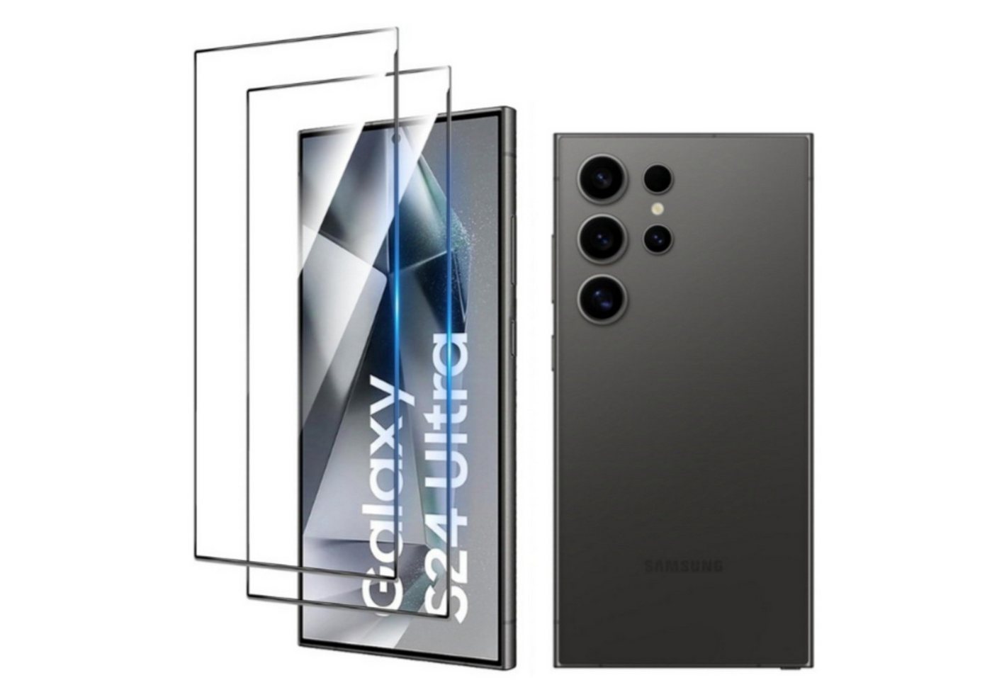 CLM-Tech Displayschutzfolie 2x für Samsung Galaxy S24 Ultra, Panzerglas Folie - Anti-Fingerabdruck und kratzfest -, 2 Stück, Kristallklar