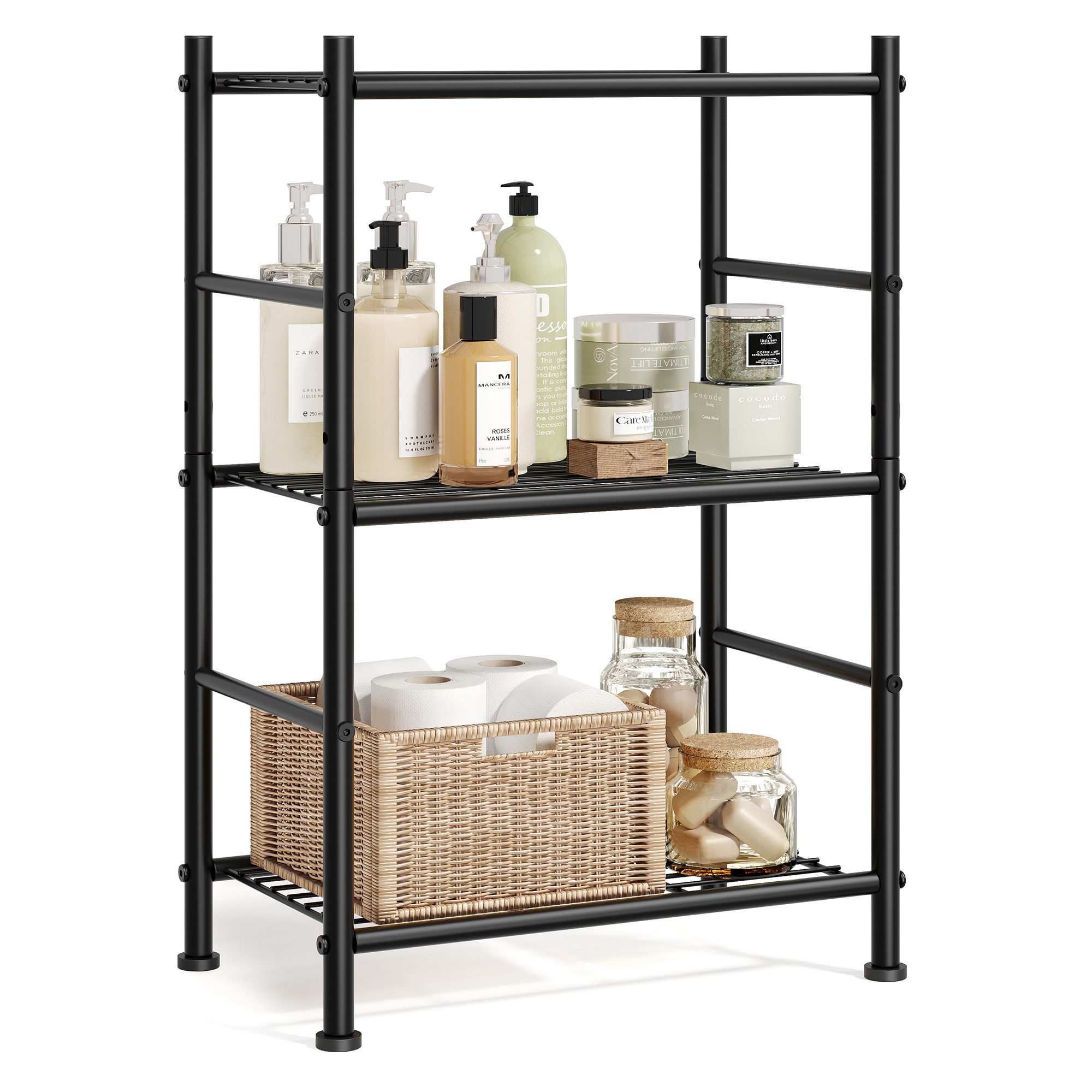 SONGMICS Standregal aus Stahl, Robustes Aufbewahrungsregal für Küche, Stabiles Metallregal mit 3 Ebenen, 40 x 30 x 77,5 cm