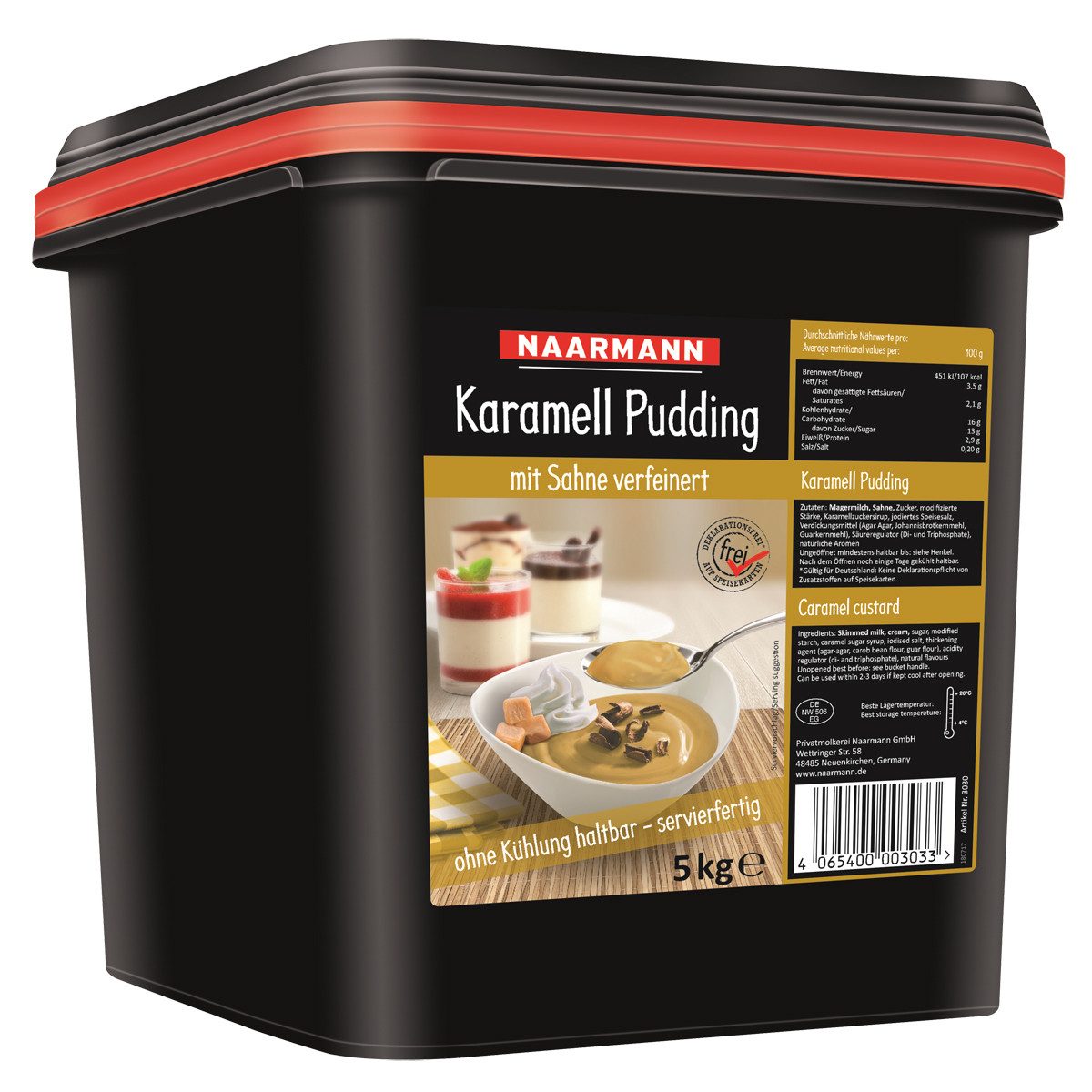 NAARMANN Milch, Naarmann Karamell Pudding mit Sahne verfeinert servierfertig 5000g