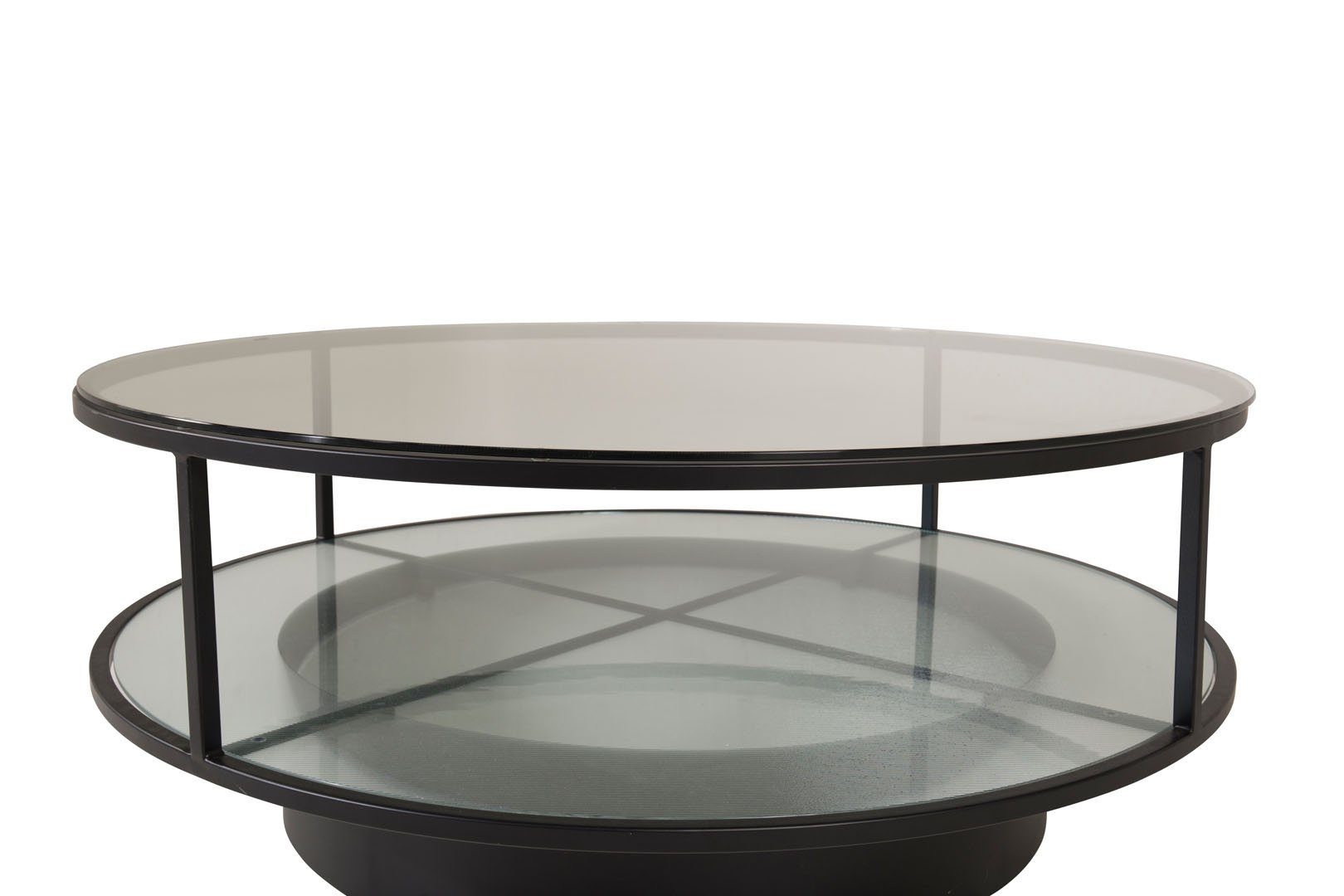 Venture Home Couchtisch Falsterbo Couchtisch mit Ablage Ø100 cm Glas. (1-St)