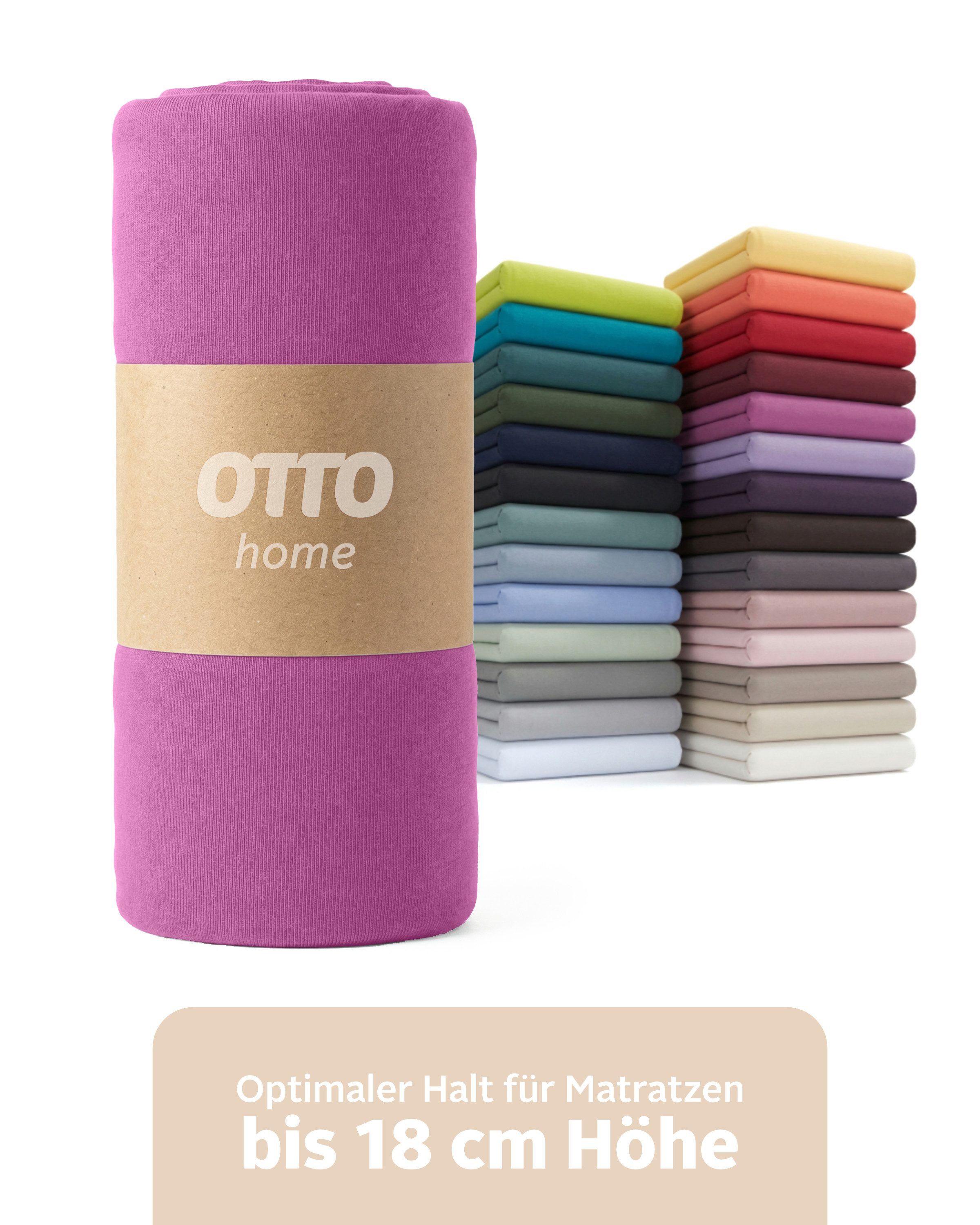 OTTO home Spannbettlaken Physalis Basic und PREMIUM Qualität, 100% Baumwolle, Jersey und Biber, Jersey (110 g/m), Gummizug: rundum, (2 Stück), Bettlaken für Matratzen bis 18 cm Höhe, Spannbetttuch, Laken