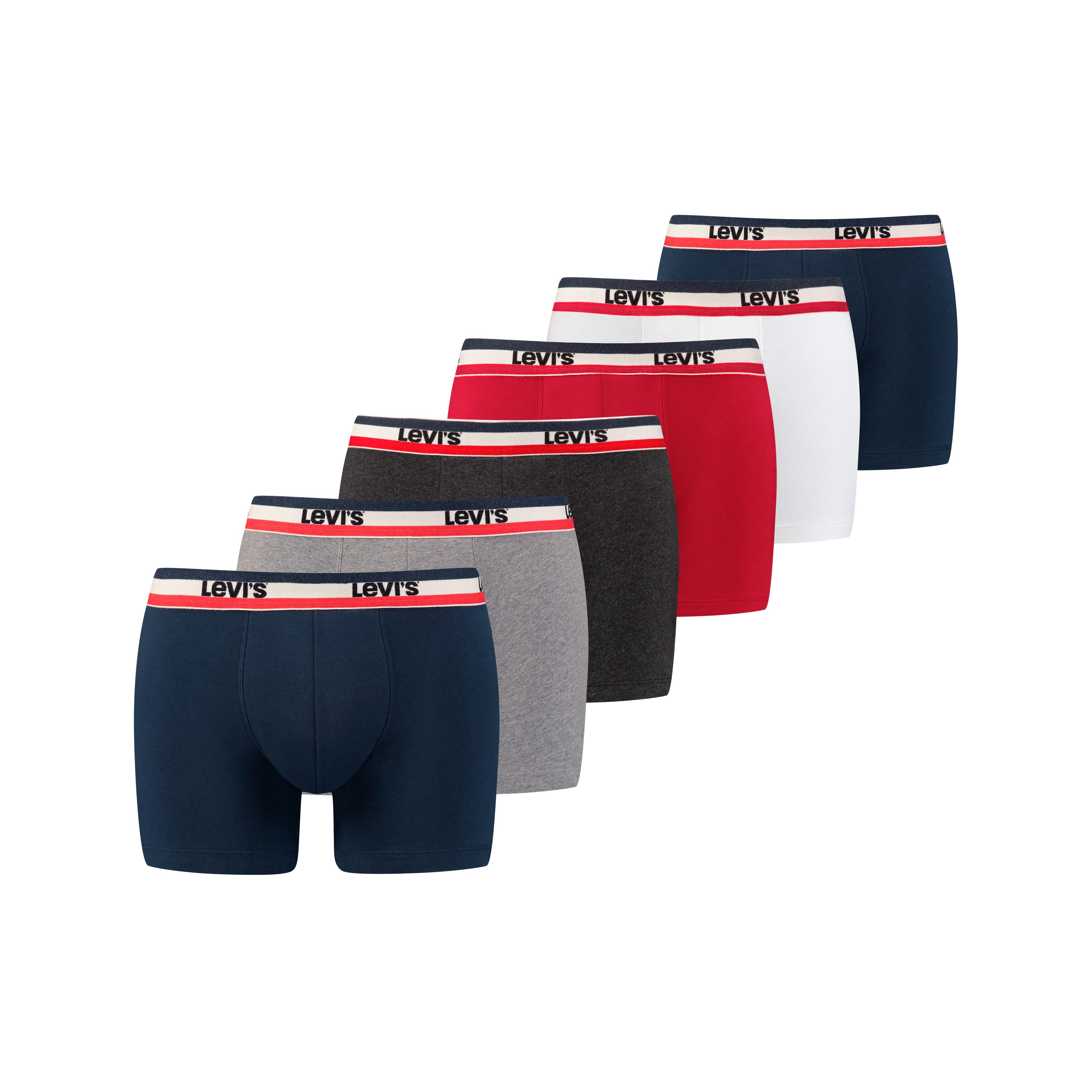 Levi's® Боксерские мужские трусы, боксерки Men Sportswear Logo Boxer (Packung, 6er-Pack) mit Logo-Bund