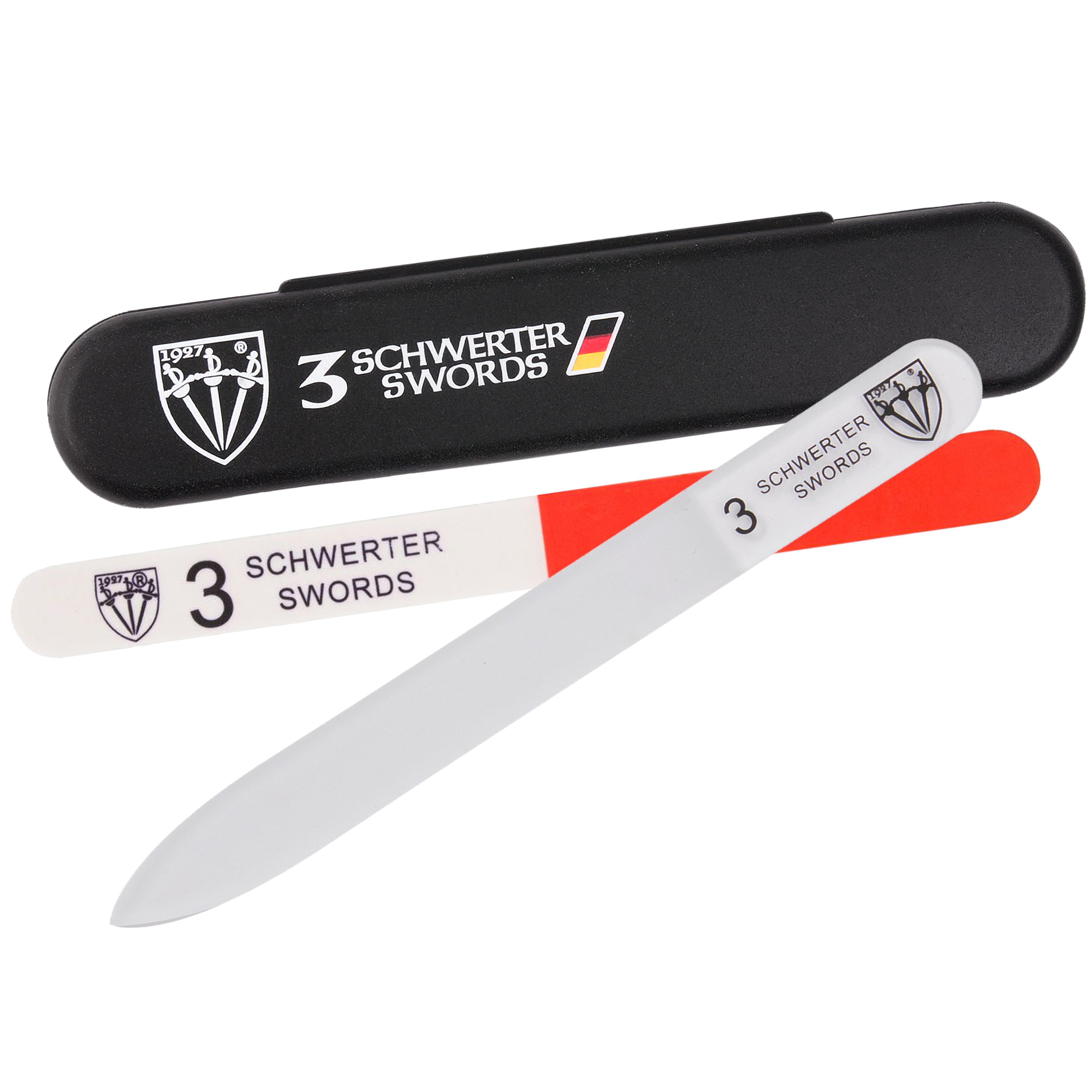 3 SCHWERTER Glasnagelfeile Nagelfeilenset, Maniküre Set für Naturnägel & Gelnägel, 2-tlg., professionelles Set mit Nagelpolierer, Made in Germany