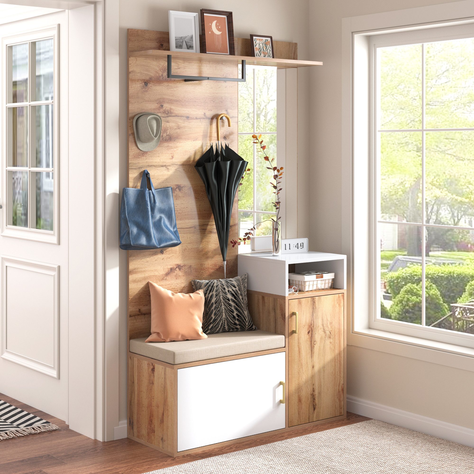 HAUSS SPOLE Garderoben-Set mit Spiegel, Schuhschrank, Wandgarderobe, Sitzba günstig online kaufen