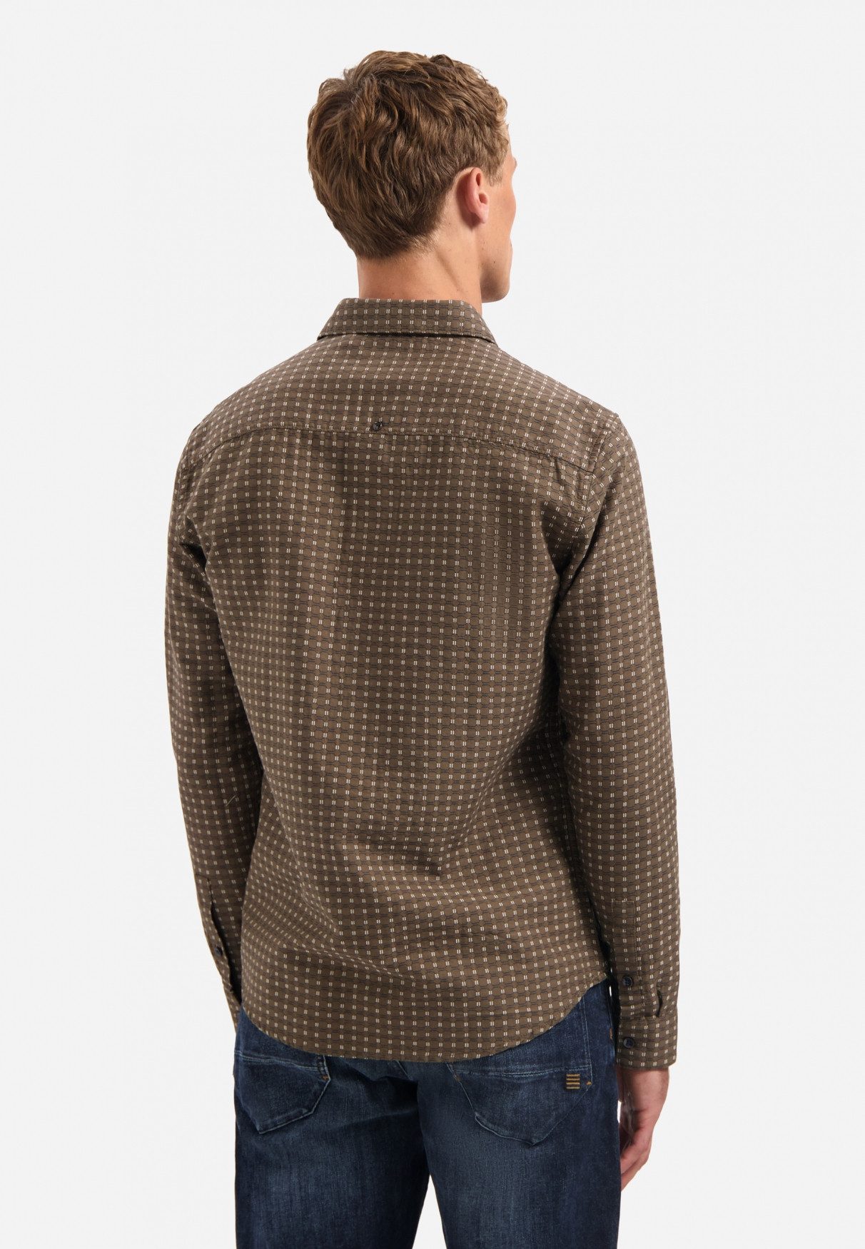 NO EXCESS Langarmhemd No Excess Gewebtes Jacquard-Hemd Shirt Mini Jacquard