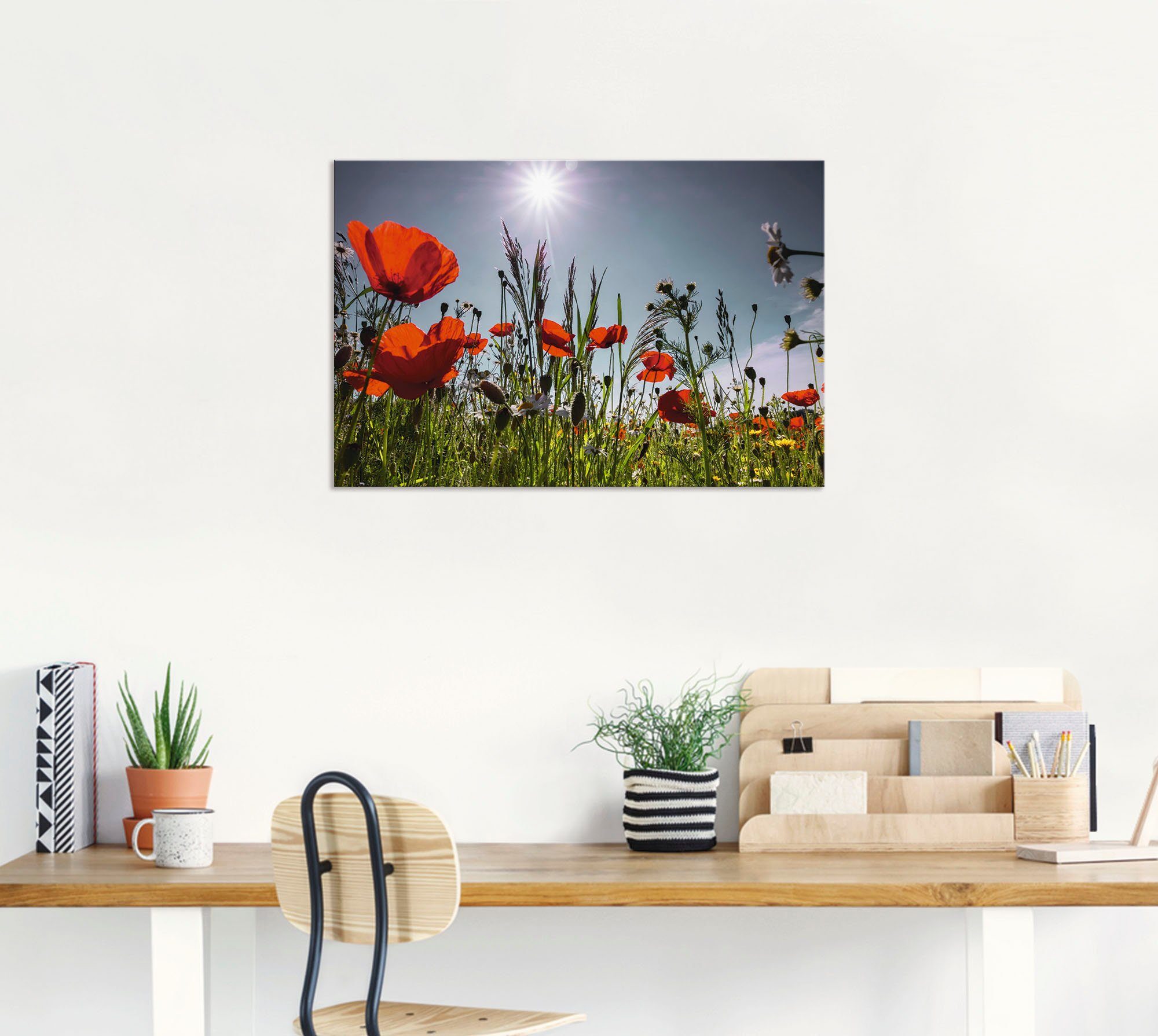 Artland Alu-Dibond-Druck Mohnblumenwiese, Blumenwiese (1 St), für Innen- und Außenbereich geeignet, Outdoorbild