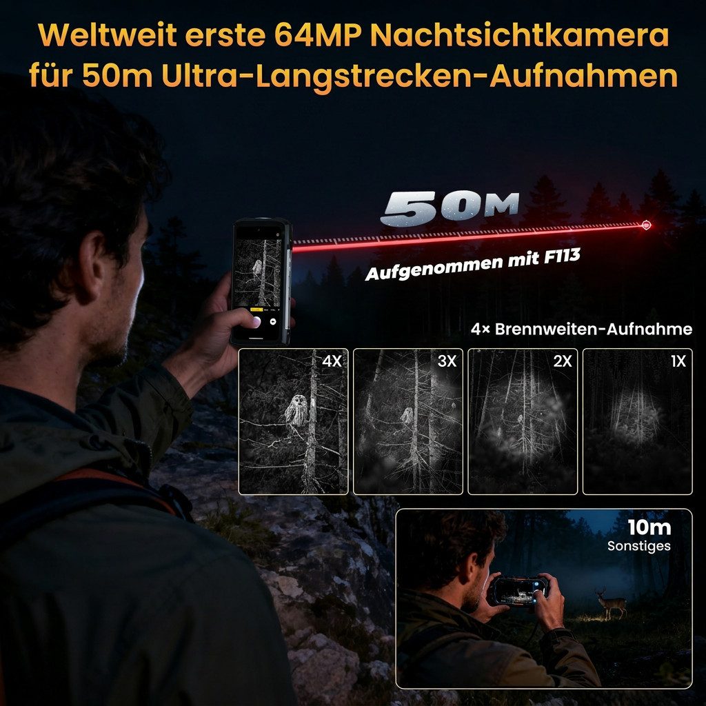 Fossibot F113 Outdoor Handy Dimensity 7050 5G, FHD+ 120Hz, 20000mAh Smartphone (6.78 Zoll, 256 GB Speicherplatz, 50 MP Kamera, 12GB+256GB, Android 15 NFC, Sony  – Bild 4 von 5