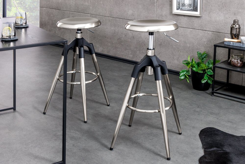riess-ambiente Barhocker INDUSTRIAL silber / schwarz günstig online kaufen
