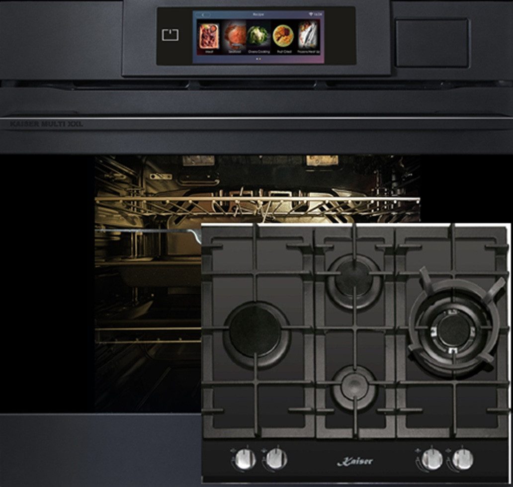 Kaiser Küchengeräte Backofen-Set Herd Set Autark Einbaubackofen XXL Multi 37,Multifunktions-Elektro-Dampfbackofen mit Dampfreinigung, 60 cm+Gas-Kochfeld 60 cm EH 6341+KCG 6394, mit 1-fach-Teleskopauszug